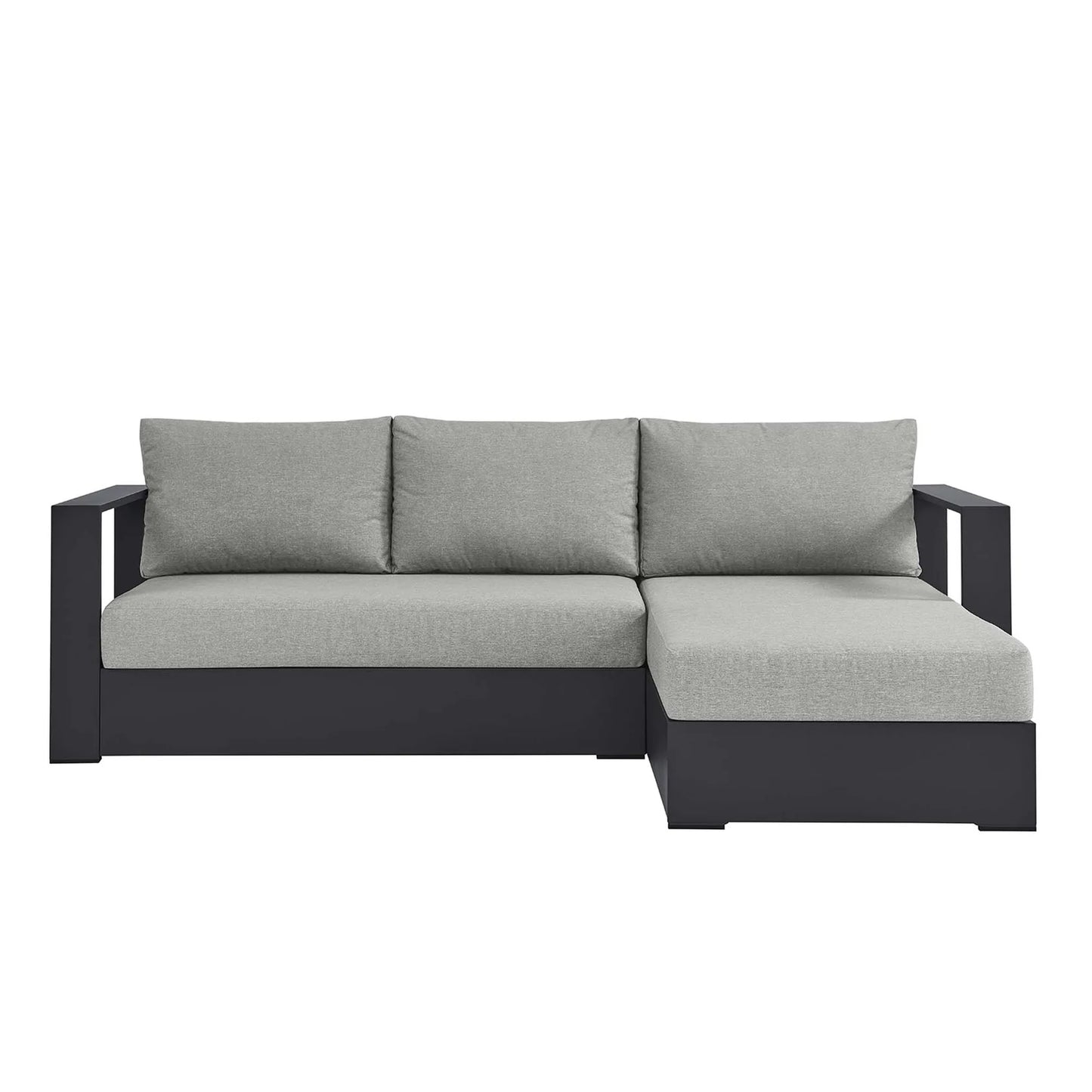 Tahoe 2-Piece Outdoor Patio Powder-Coated Aluminum Right-Facing Chaise Sectional Sofa Set in Gray Charcoal β Stylish and Durable Seating for Relaxed Outdoor Living