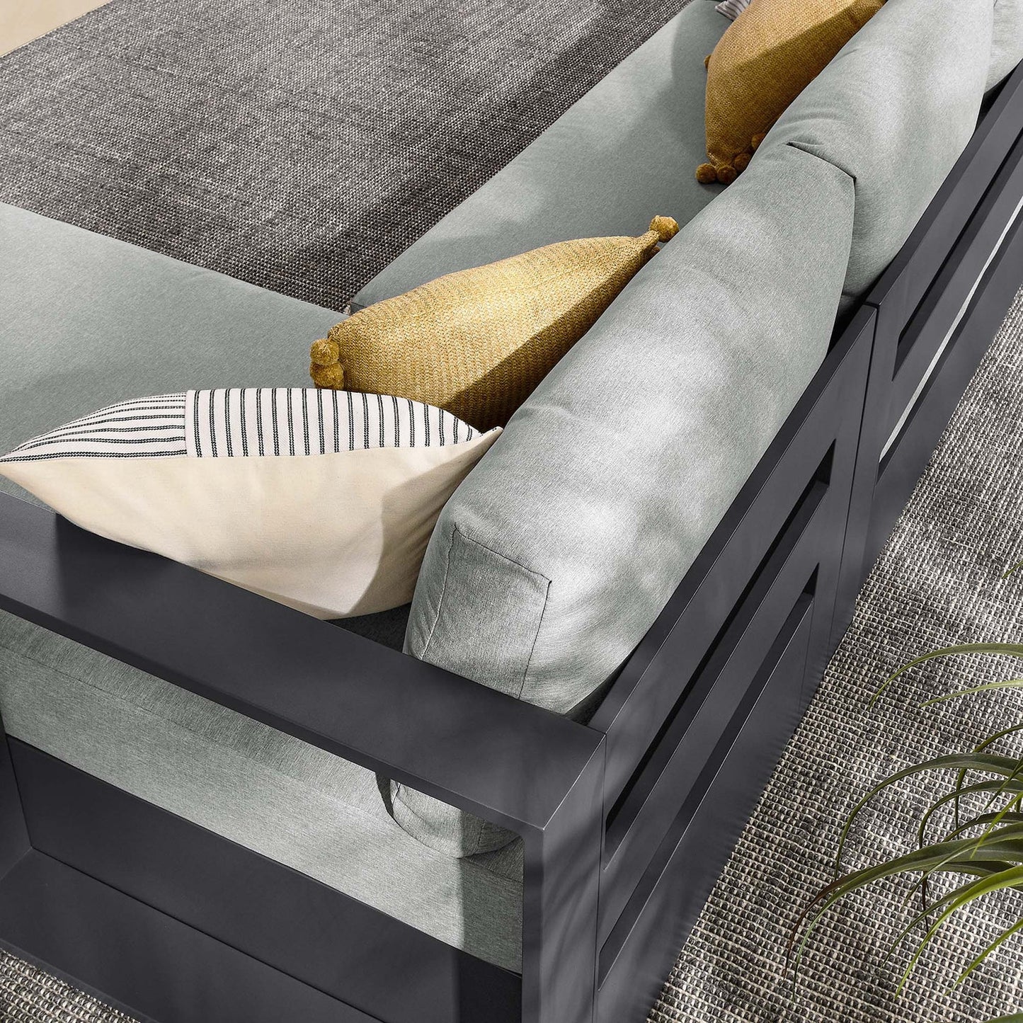 Tahoe 2-Piece Outdoor Patio Powder-Coated Aluminum Right-Facing Chaise Sectional Sofa Set in Gray Charcoal β Stylish and Durable Seating for Relaxed Outdoor Living
