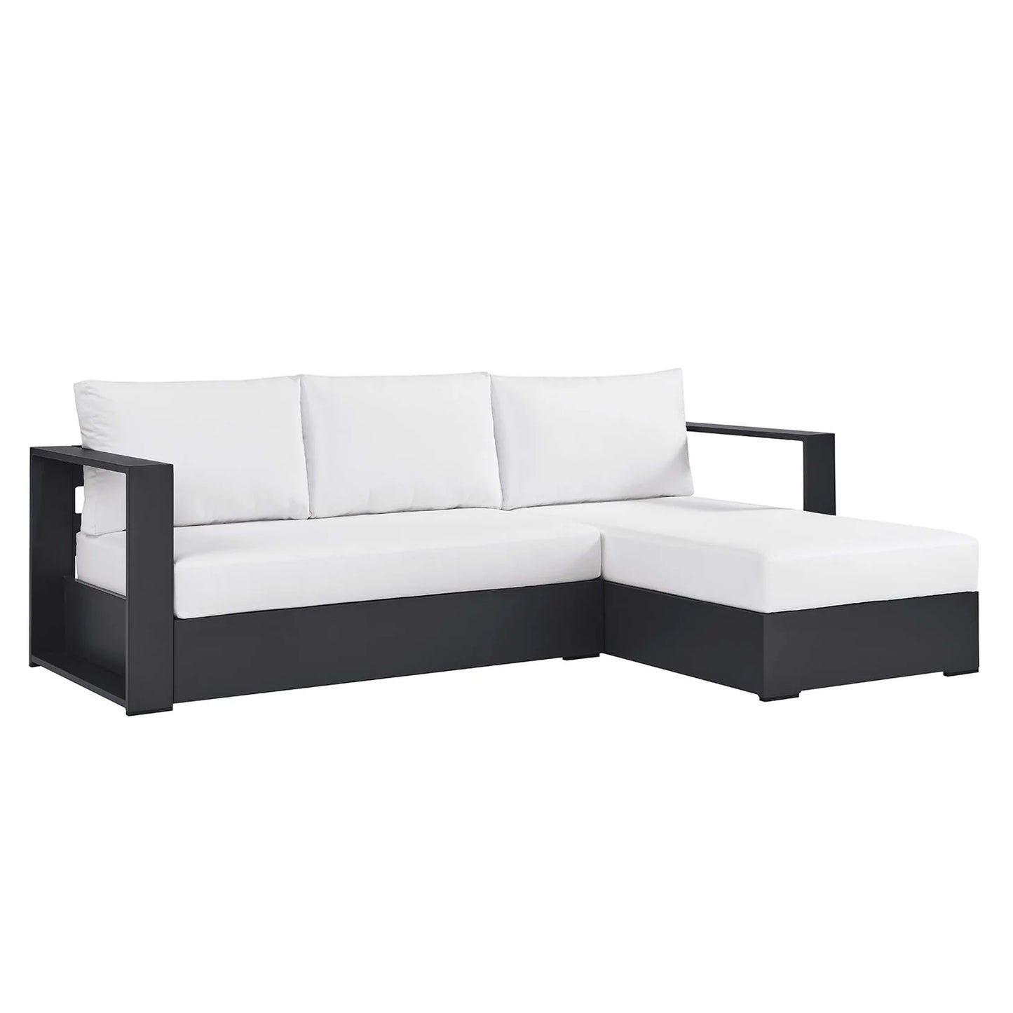 Tahoe 2-Piece Outdoor Patio Powder-Coated Aluminum Right-Facing Chaise Sectional Sofa Set in Gray Charcoal β Stylish and Durable Seating for Relaxed Outdoor Living