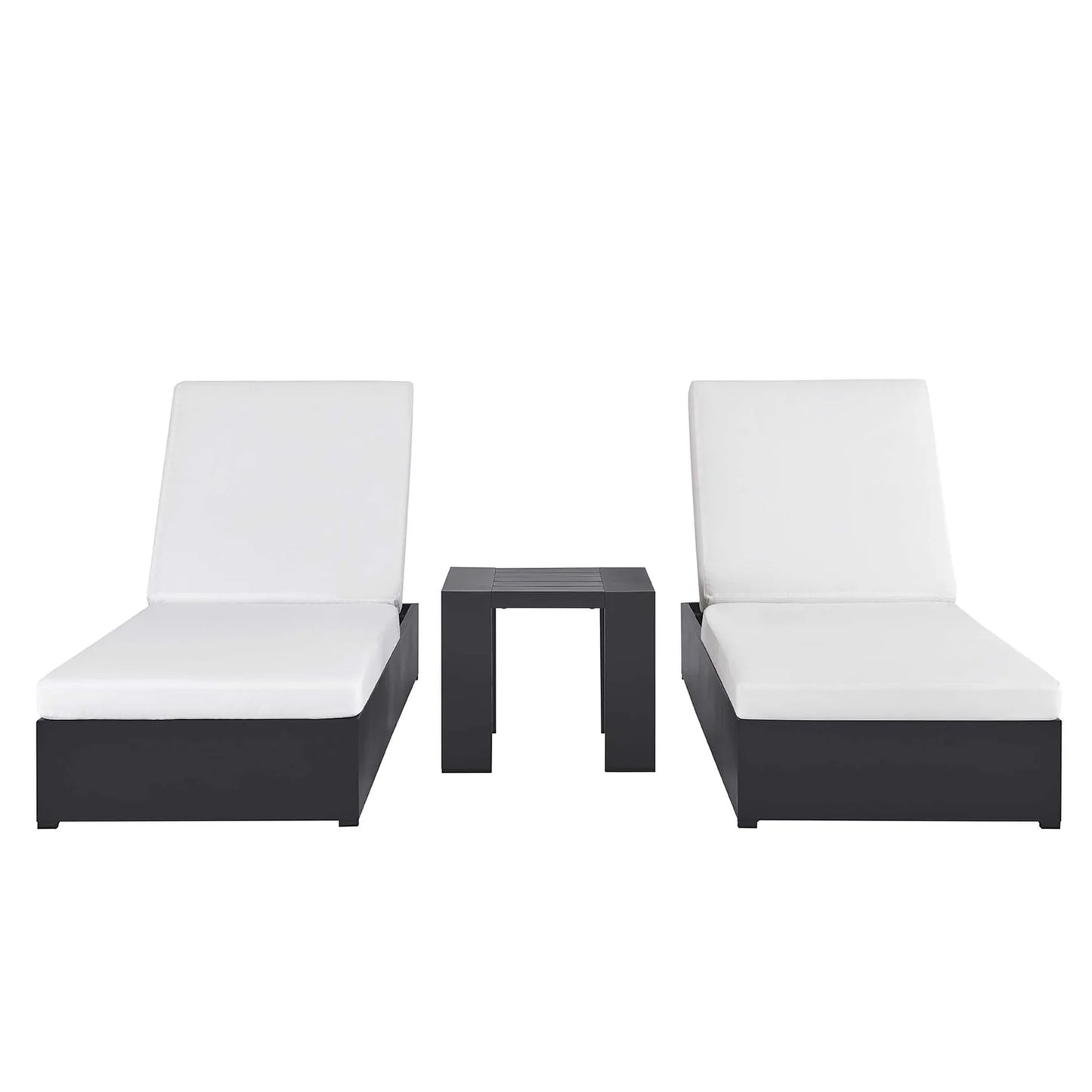 Tahoe 3-Piece Outdoor Patio Powder-Coated Aluminum Chaise Lounge Set in Gray Charcoal β Stylish and Durable Seating for Relaxed Outdoor Living
