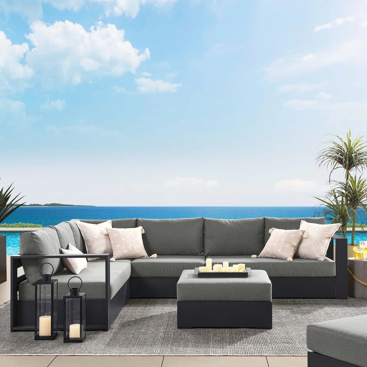 Tahoe 5-Piece Outdoor Patio Powder-Coated Aluminum Sectional Sofa Set β Durable and Stylish Seating for Comfortable Outdoor Living