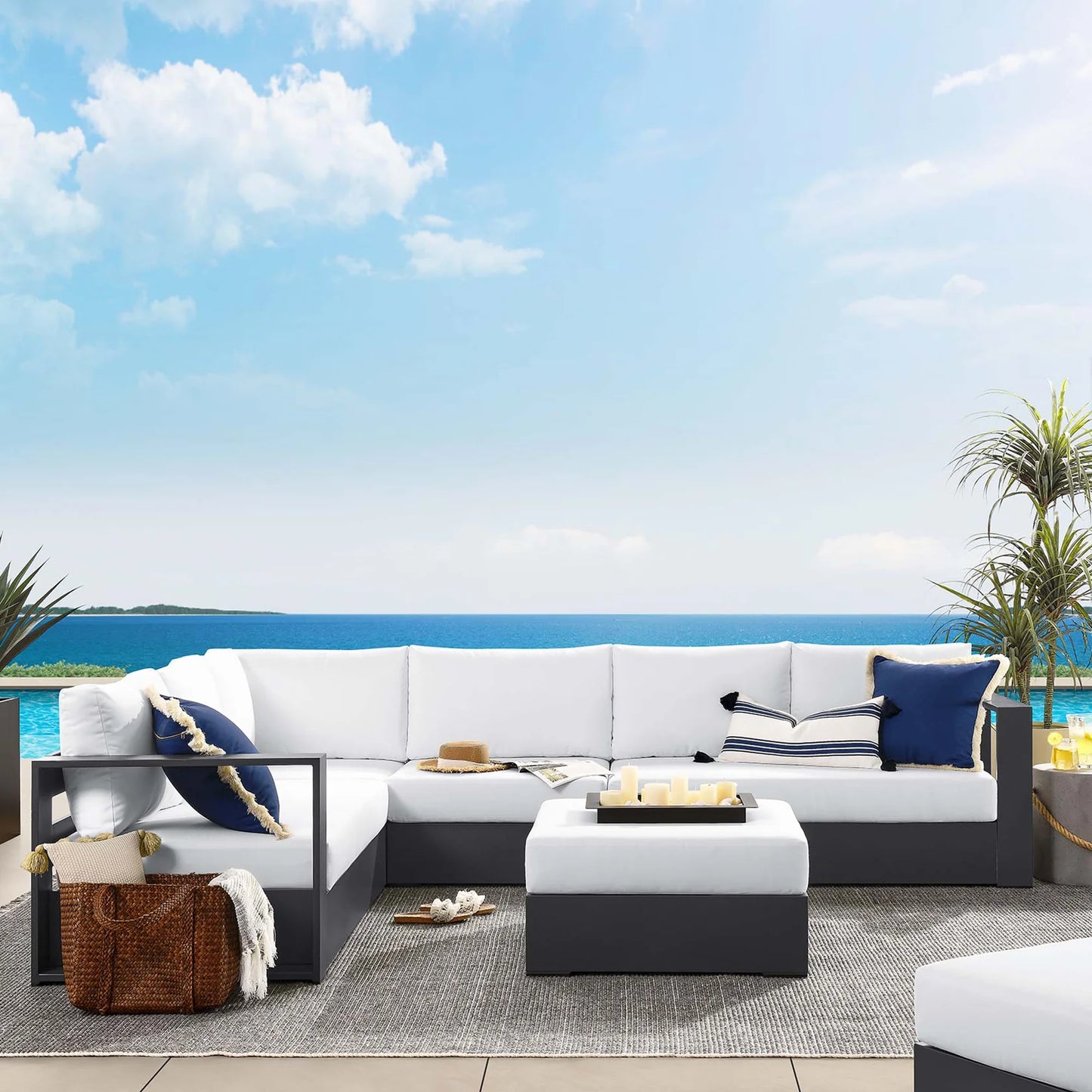 Tahoe 5-Piece Outdoor Patio Powder-Coated Aluminum Sectional Sofa Set β Durable and Stylish Seating for Comfortable Outdoor Living