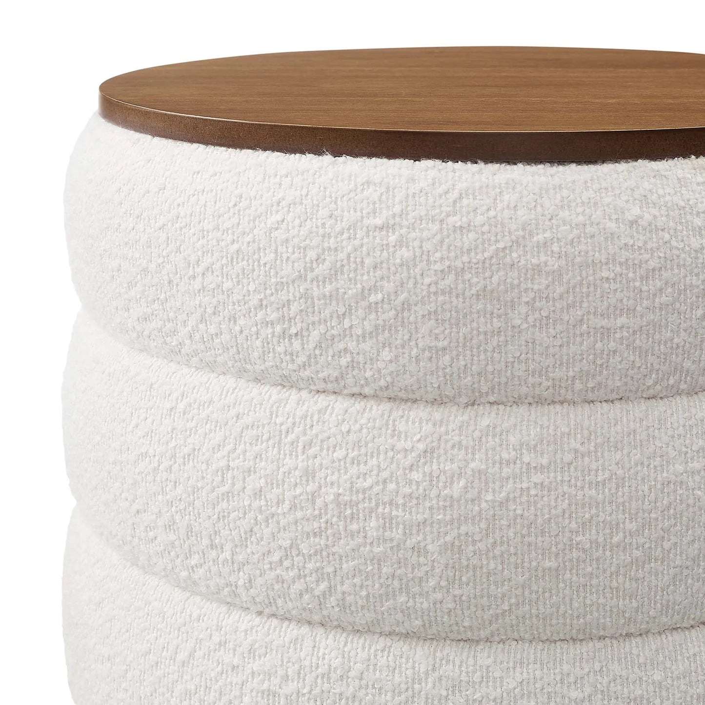 Mezzo Round Boucle Fabric Storage Ottoman in Cloud – Stylish and Functional Accent with Hidden Storage for Modern Living Spaces