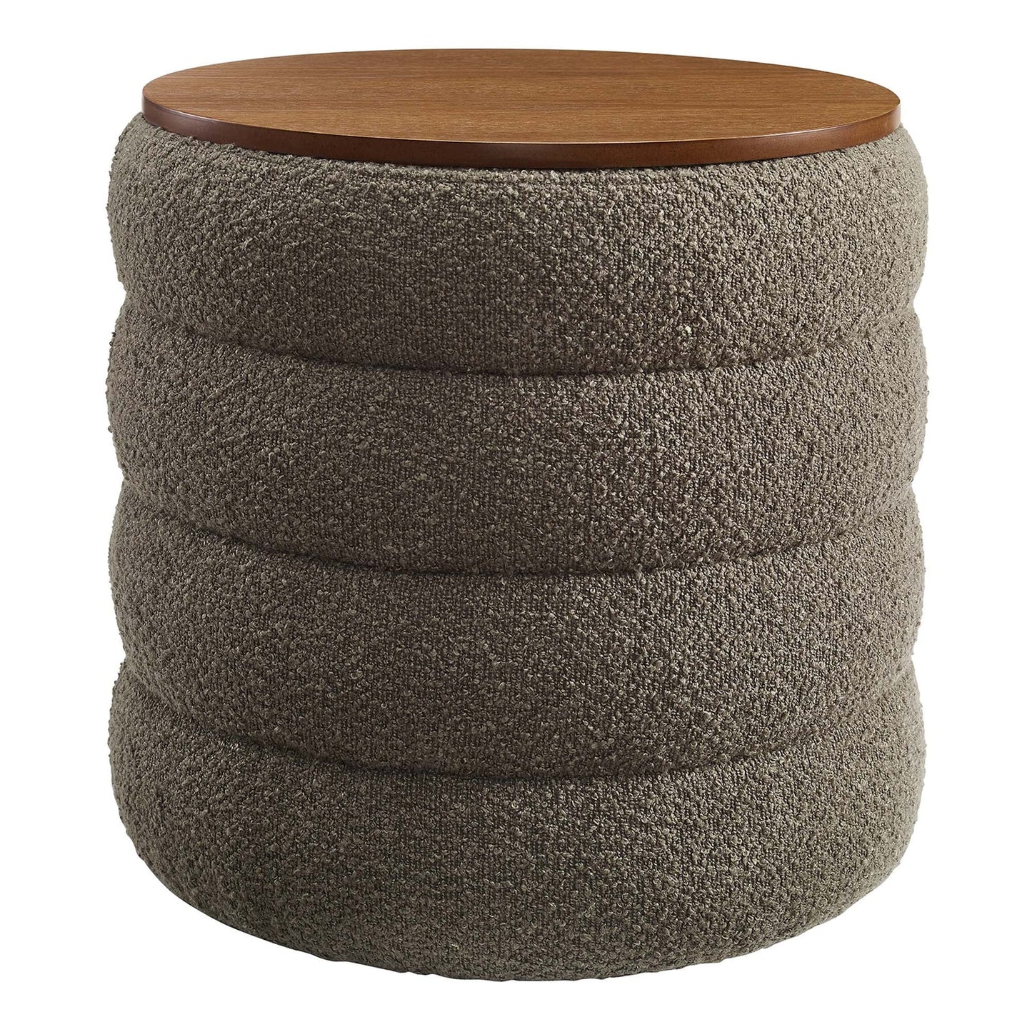 Mezzo Round Boucle Fabric Storage Ottoman in Cloud – Stylish and Functional Accent with Hidden Storage for Modern Living Spaces