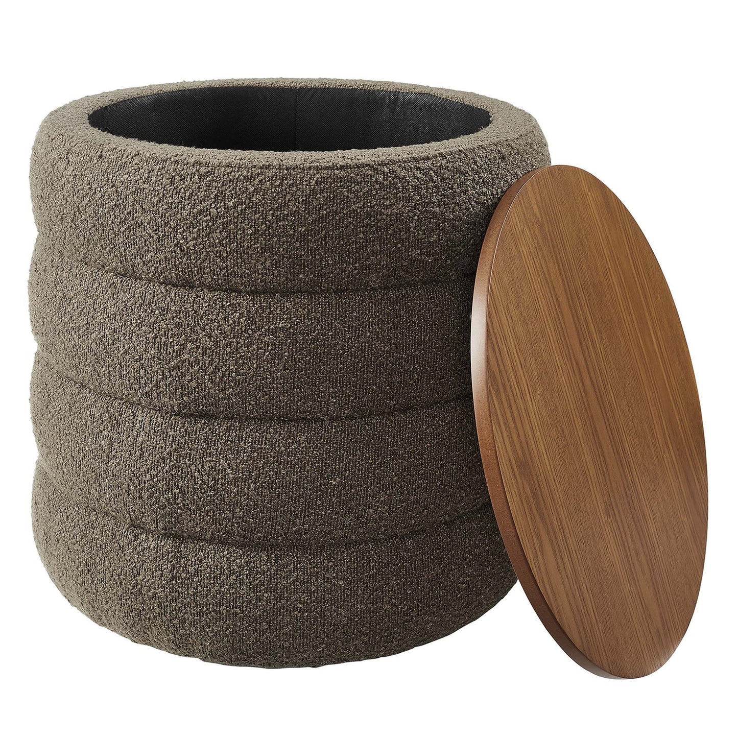 Mezzo Round Boucle Fabric Storage Ottoman in Cloud – Stylish and Functional Accent with Hidden Storage for Modern Living Spaces