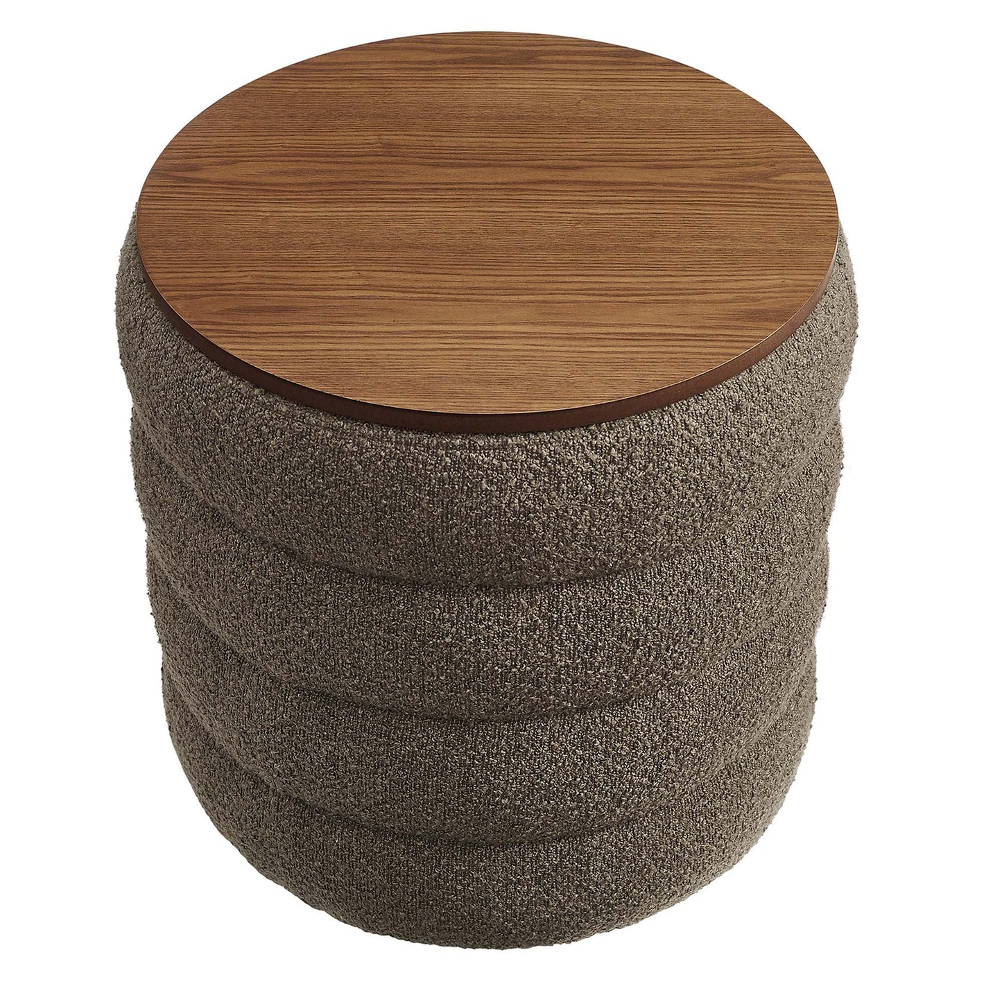 Mezzo Round Boucle Fabric Storage Ottoman in Cloud – Stylish and Functional Accent with Hidden Storage for Modern Living Spaces