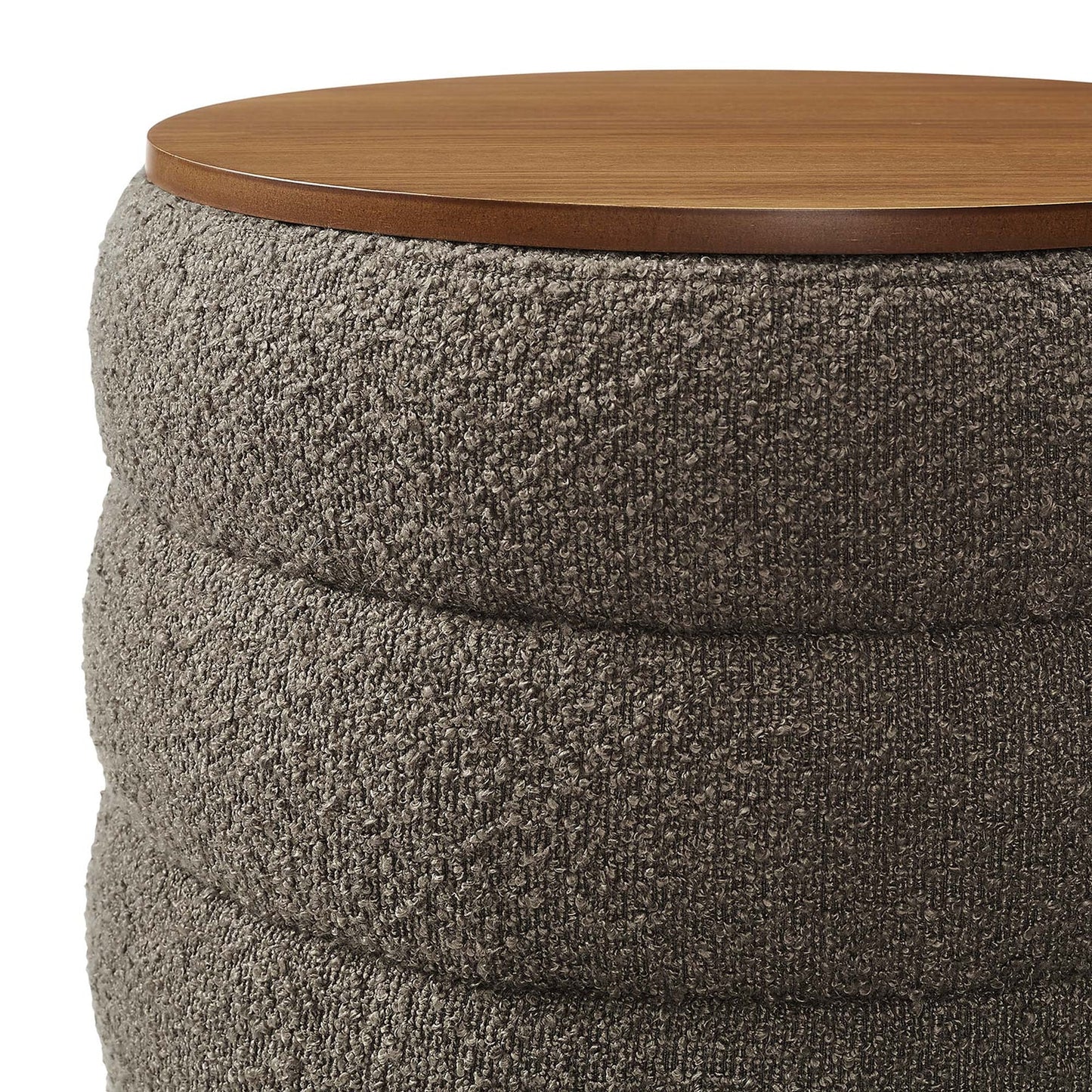 Mezzo Round Boucle Fabric Storage Ottoman in Cloud – Stylish and Functional Accent with Hidden Storage for Modern Living Spaces