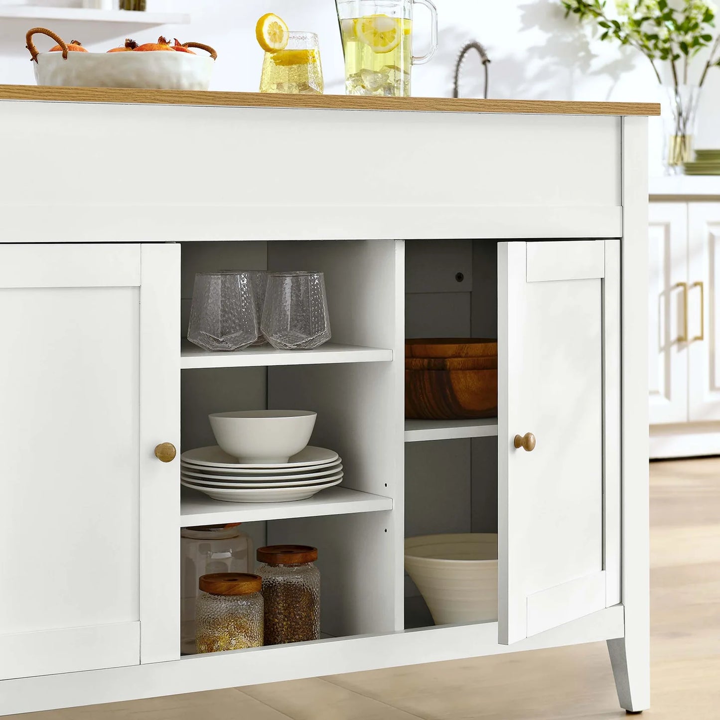 Garland Kitchen Island with Butcher Block Top – Functional and Stylish Addition for Modern Kitchens