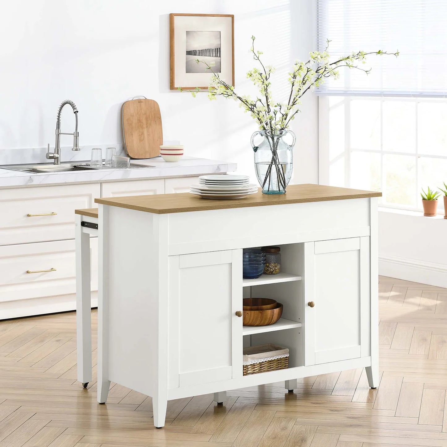 Garland Kitchen Island with Butcher Block Top – Functional and Stylish Addition for Modern Kitchens