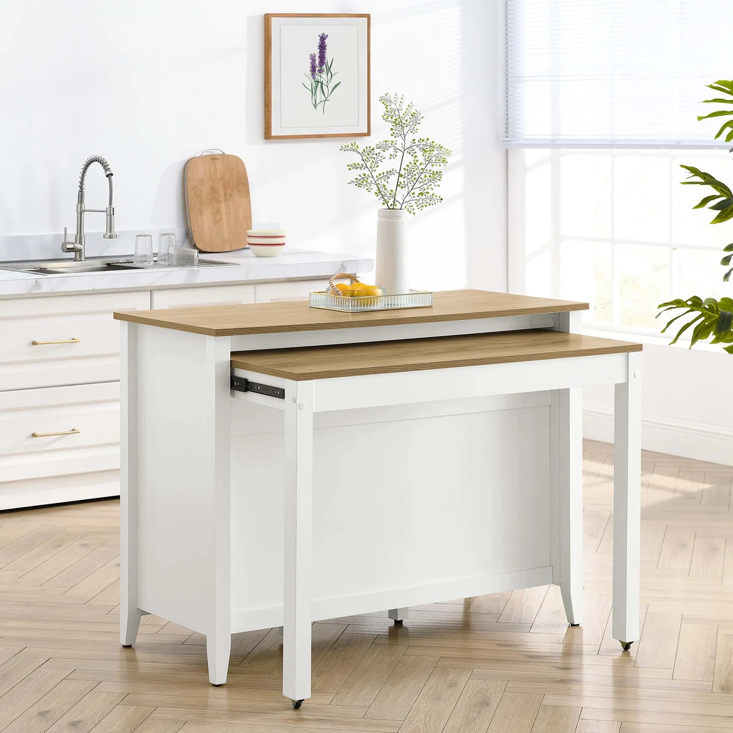 Farmstead Kitchen Island in Oak White – Stylish and Functional Storage Solution for Modern Kitchens