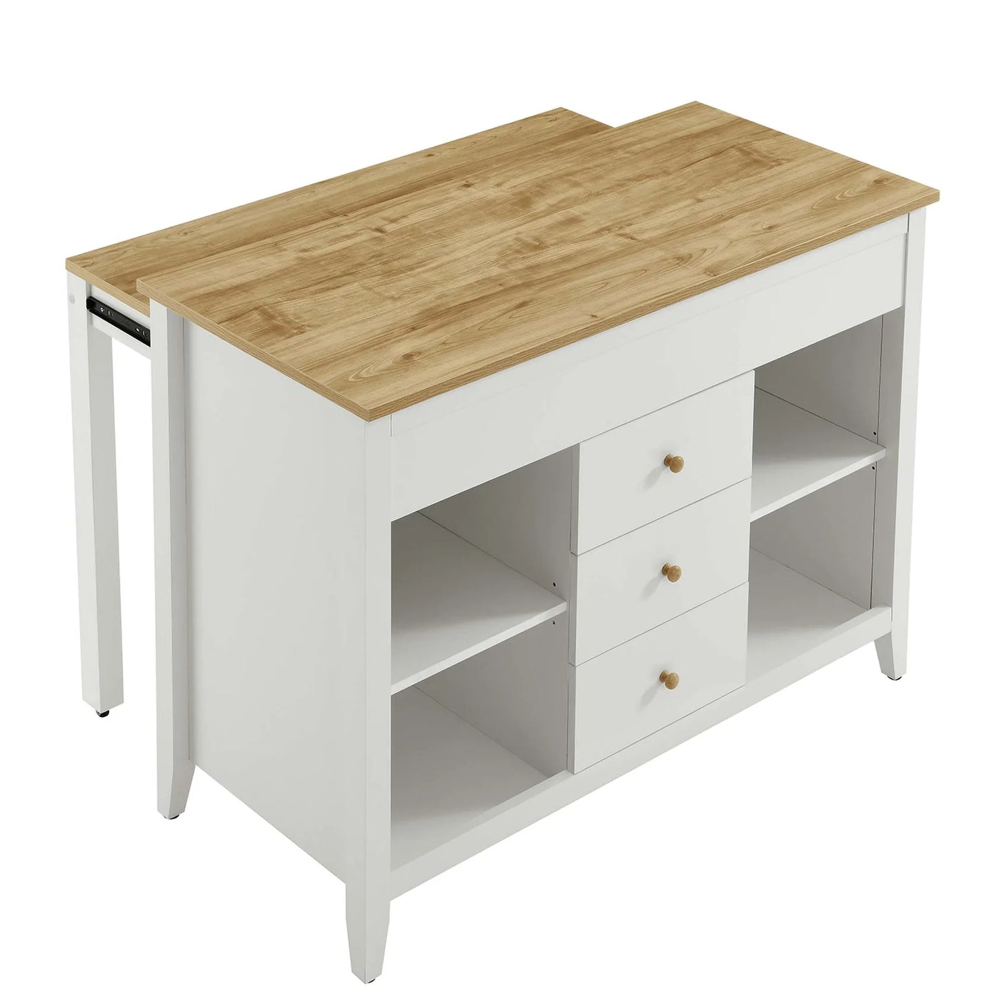Farmstead Kitchen Island in Oak White – Stylish and Functional Storage Solution for Modern Kitchens