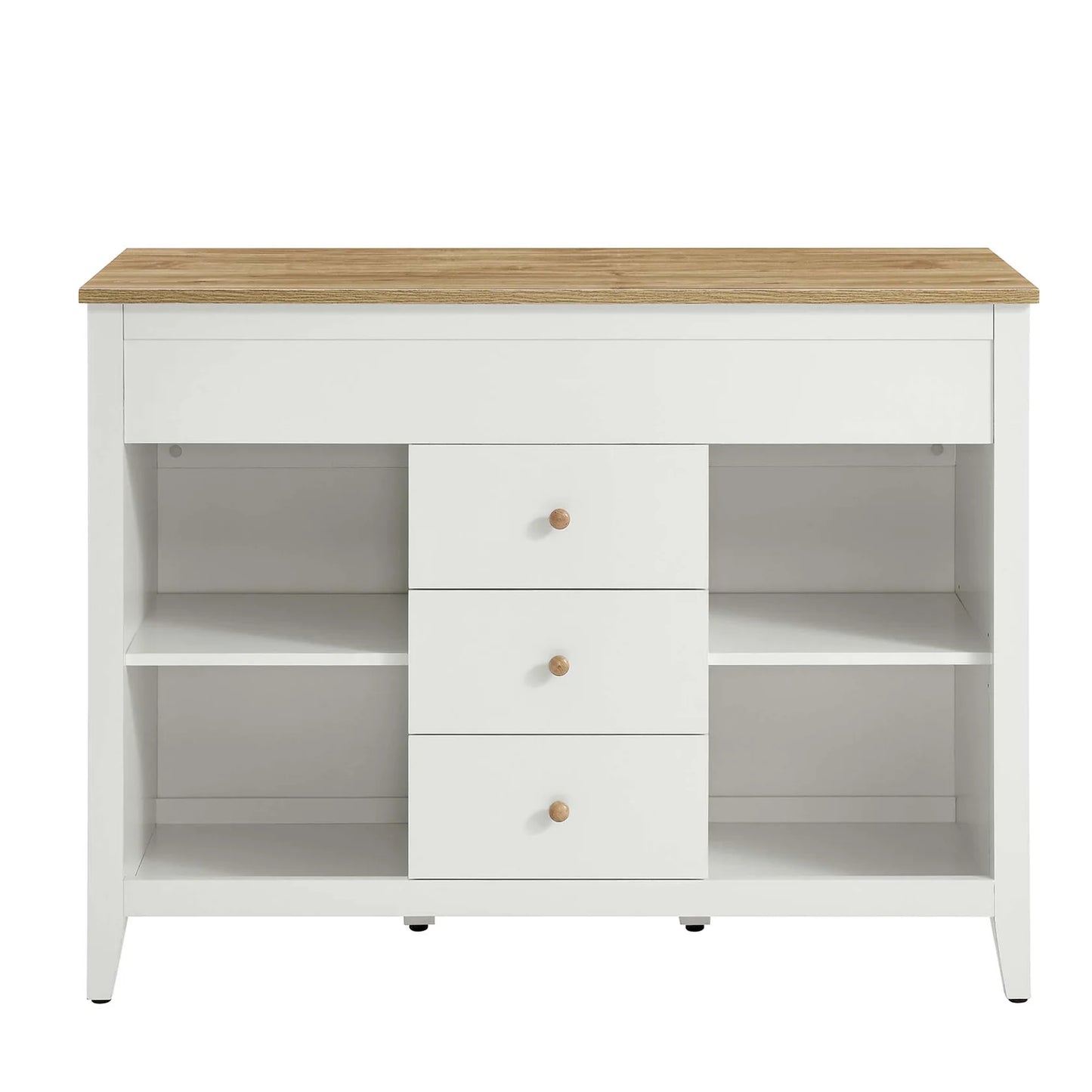 Farmstead Kitchen Island in Oak White – Stylish and Functional Storage Solution for Modern Kitchens