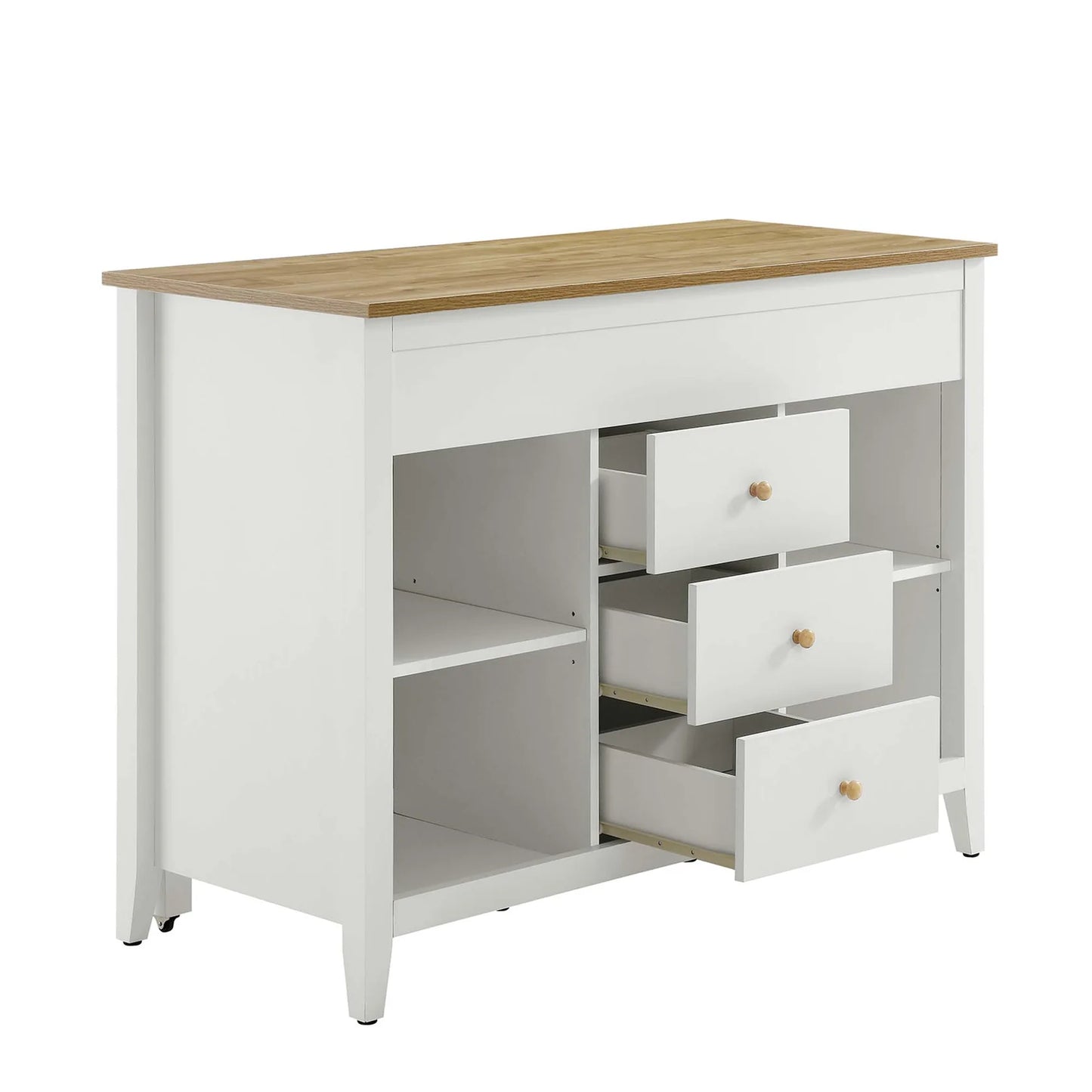Farmstead Kitchen Island in Oak White – Stylish and Functional Storage Solution for Modern Kitchens