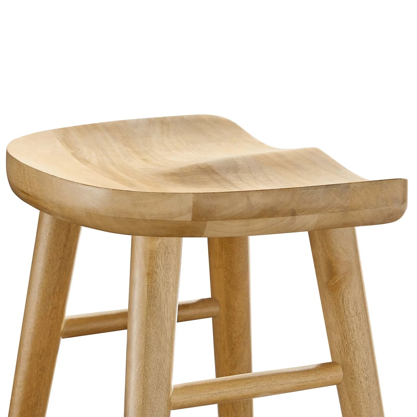 Saville Mango Wood Saddle Seat Stools, Backless with Tapered Legs, Set of 2 - Black Counter Height