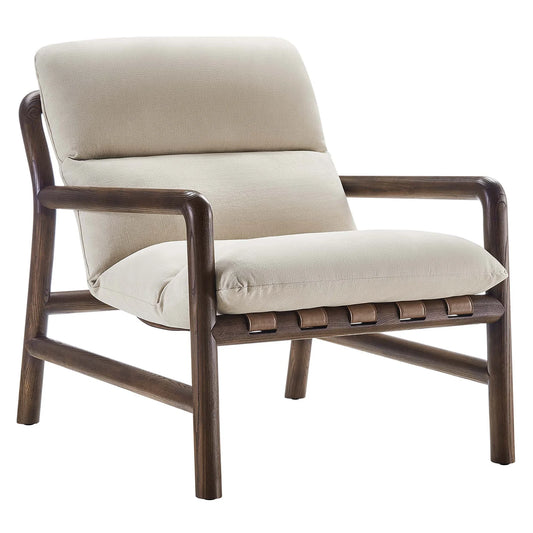 Paxton Wood Sling Chair with Vegan Leather Straps and Ash Wood Frame Comfort Cushion β Stylish and Comfortable Seating for Modern Interiors