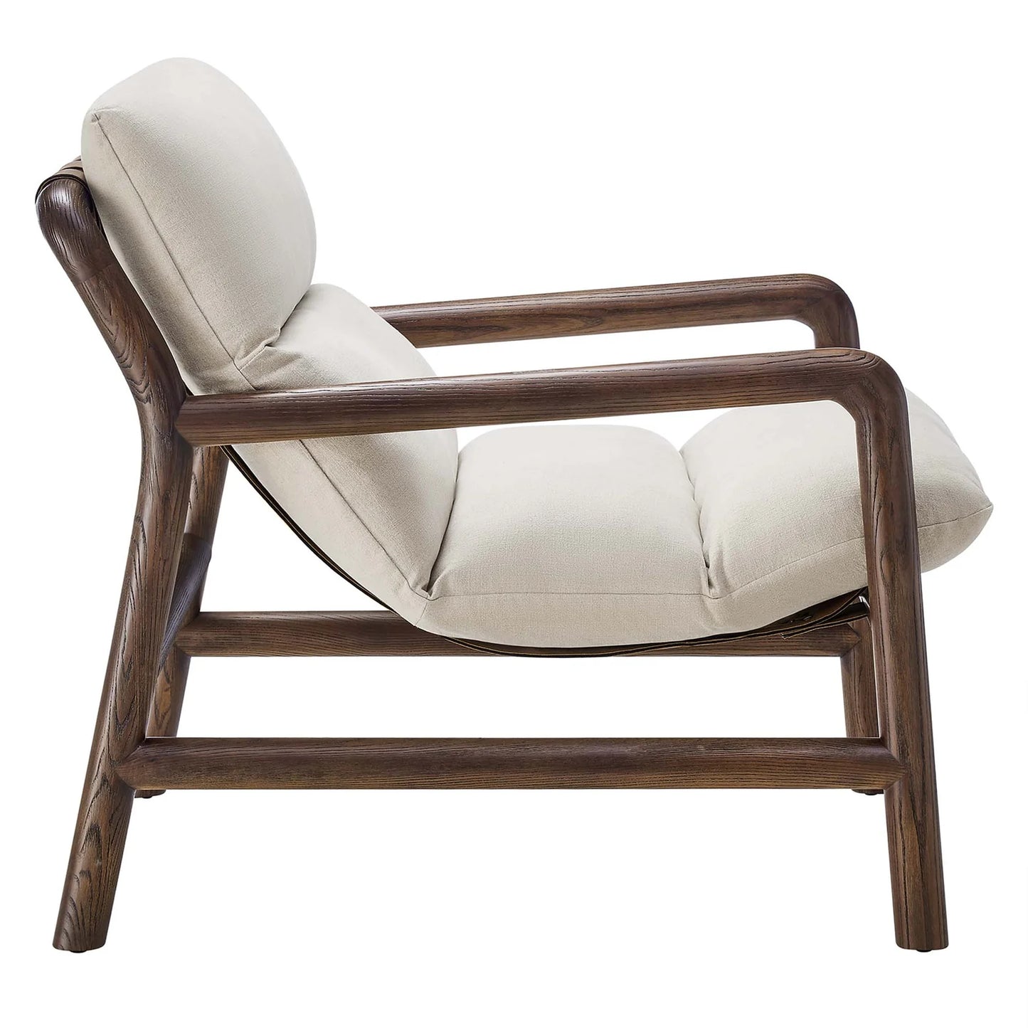 Paxton Wood Sling Chair with Vegan Leather Straps and Ash Wood Frame Comfort Cushion β Stylish and Comfortable Seating for Modern Interiors