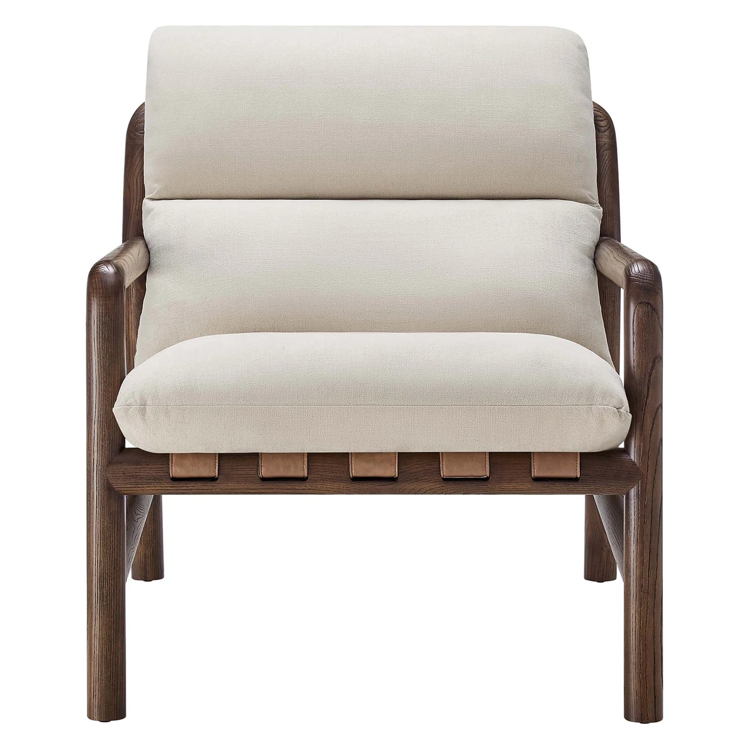 Paxton Wood Sling Chair with Vegan Leather Straps and Ash Wood Frame Comfort Cushion β Stylish and Comfortable Seating for Modern Interiors