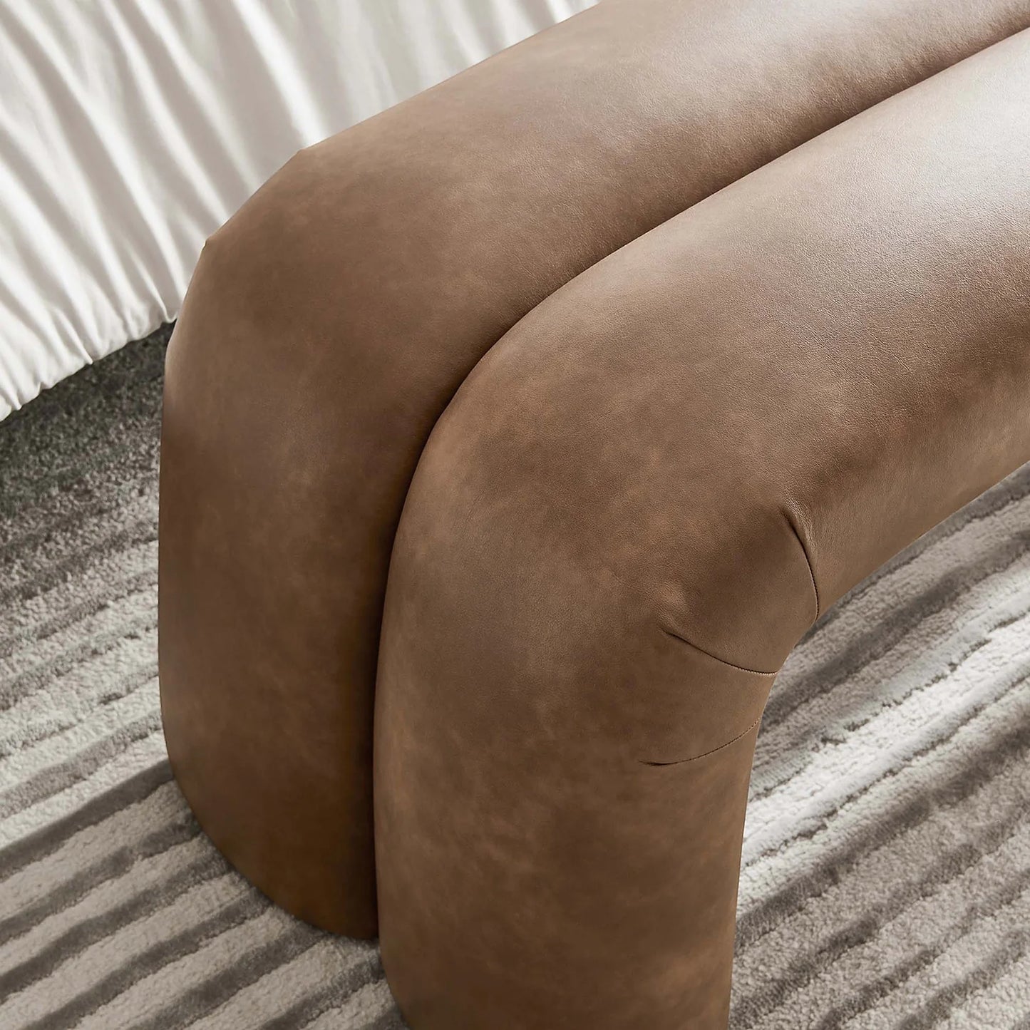 Dax 50.5" Elegant Vegan Leather Bench – Features dense foam padding for comfort and a sturdy solid wood frame combining style and durability for any space.