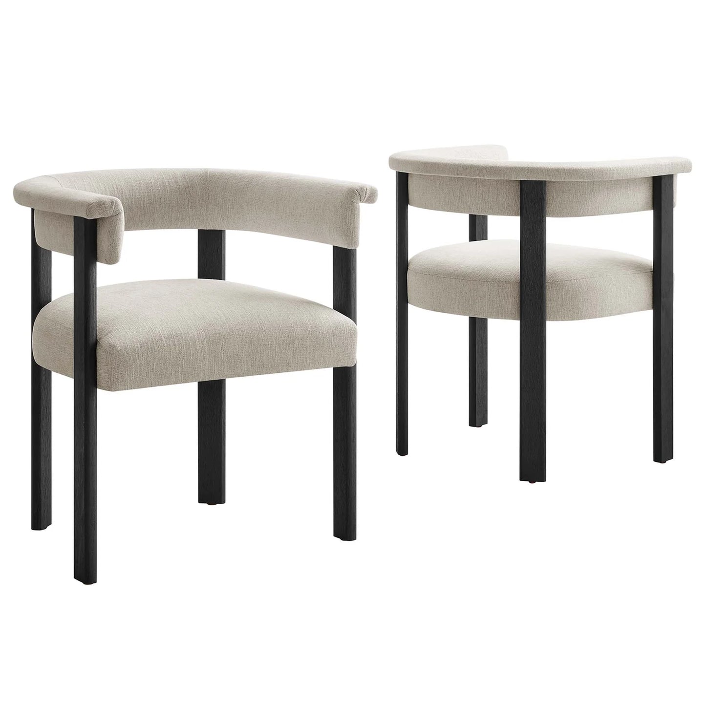 Imogen Barrel Back Dining Chairs – Comfortable foam-padded seats with a modern barrel back design, set of 2.