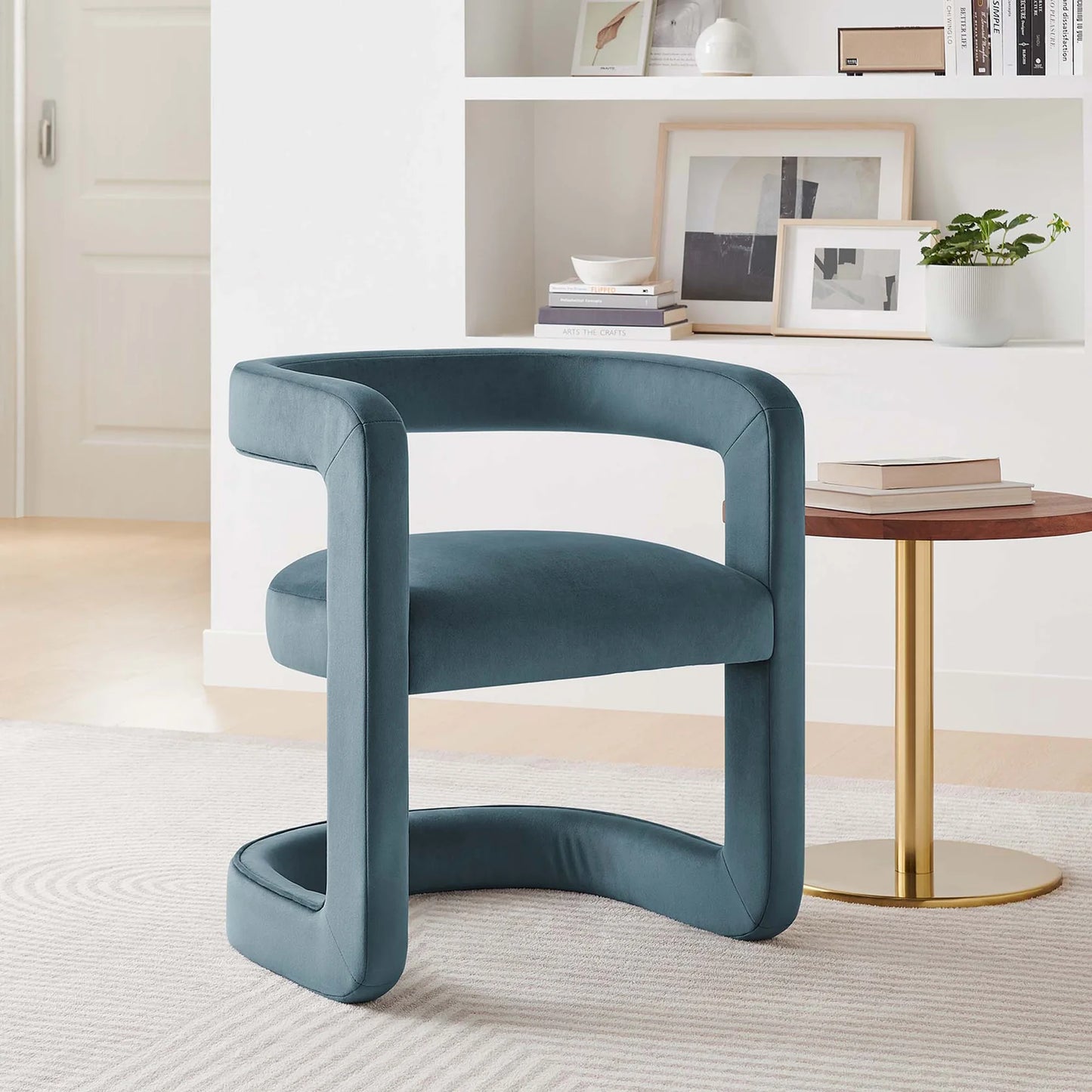Winslow Performance Velvet Barrel Accent Chair in Alabaster – Elegant and Comfortable Seating for Modern Living Spaces