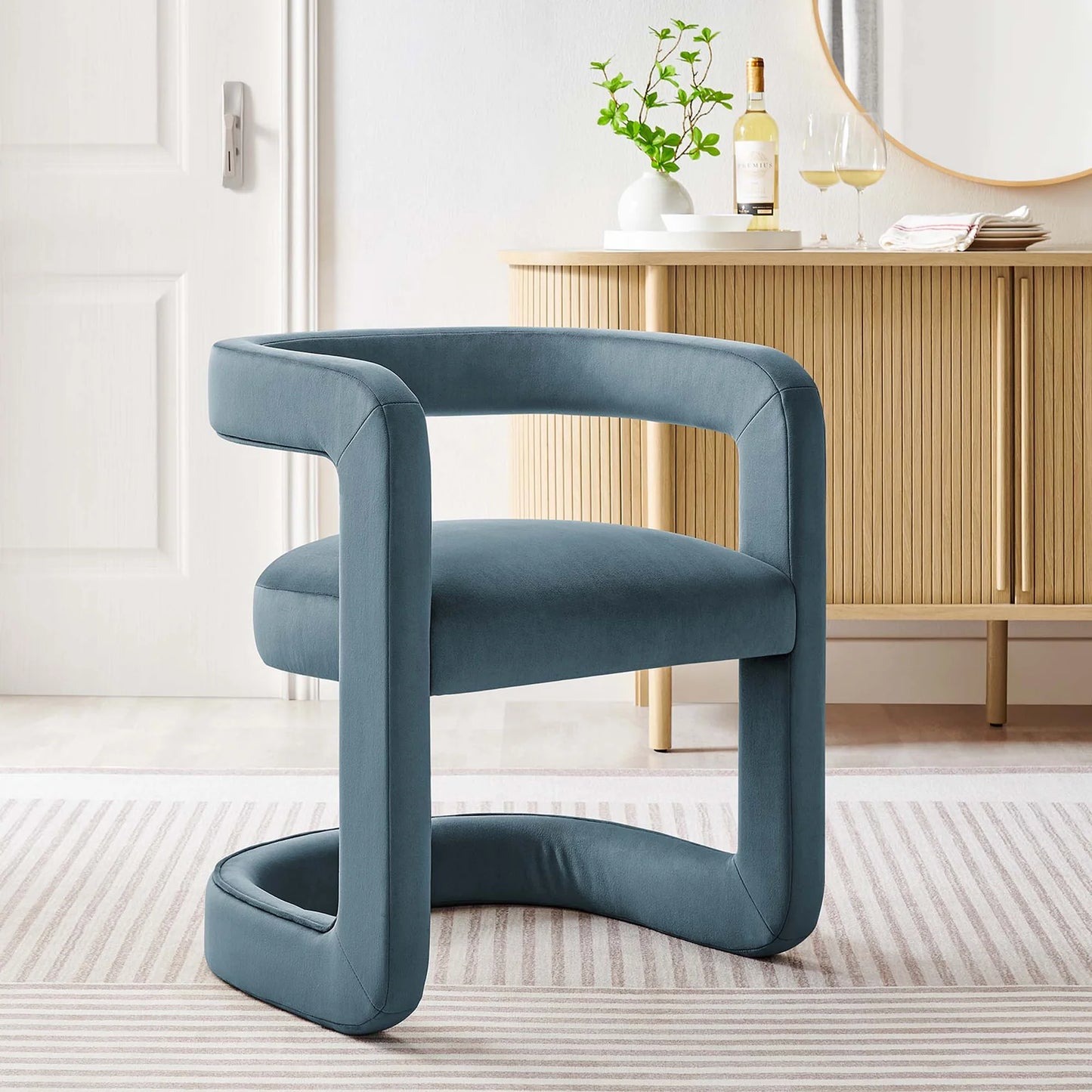 Winslow Performance Velvet Barrel Accent Chair in Alabaster – Elegant and Comfortable Seating for Modern Living Spaces