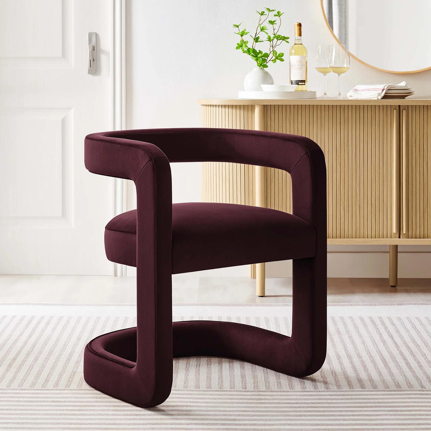 Winslow Performance Velvet Barrel Accent Chair in Alabaster – Elegant and Comfortable Seating for Modern Living Spaces