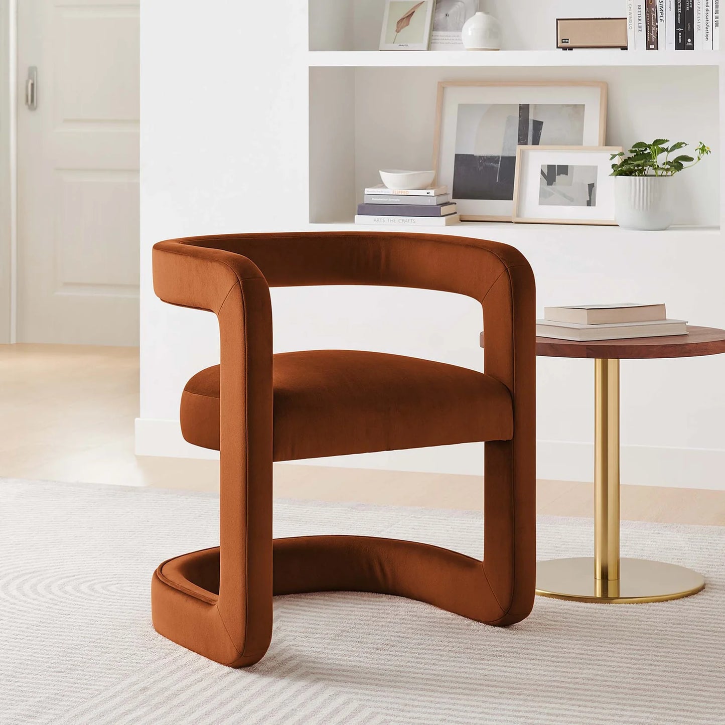 Winslow Performance Velvet Barrel Accent Chair in Alabaster – Elegant and Comfortable Seating for Modern Living Spaces