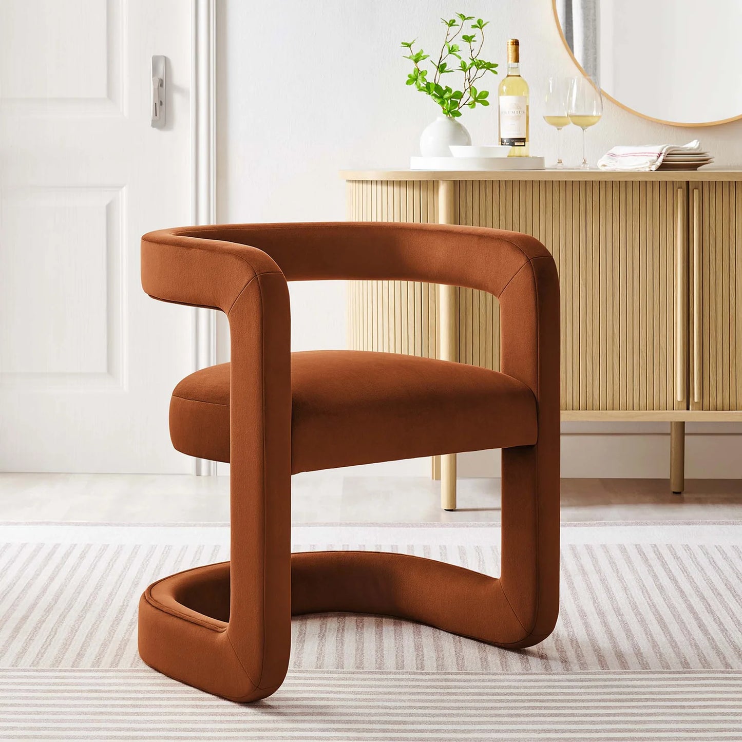 Winslow Performance Velvet Barrel Accent Chair in Alabaster – Elegant and Comfortable Seating for Modern Living Spaces