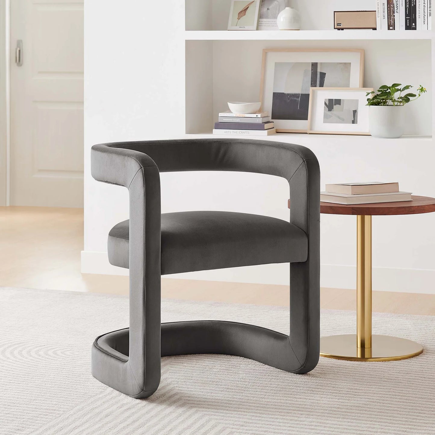Winslow Performance Velvet Barrel Accent Chair in Alabaster – Elegant and Comfortable Seating for Modern Living Spaces