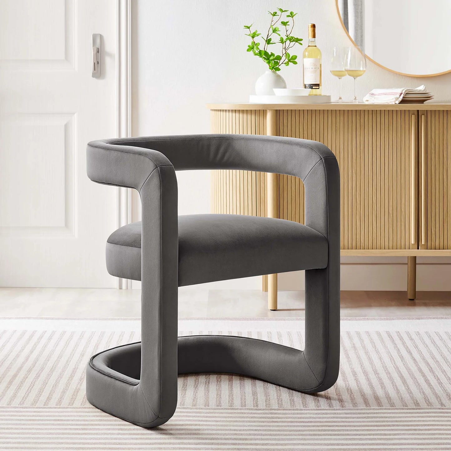 Winslow Performance Velvet Barrel Accent Chair in Alabaster – Elegant and Comfortable Seating for Modern Living Spaces