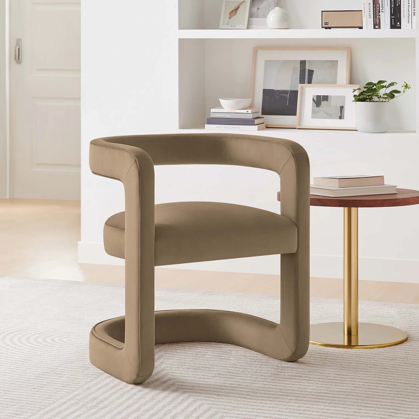 Winslow Performance Velvet Barrel Accent Chair in Alabaster – Elegant and Comfortable Seating for Modern Living Spaces