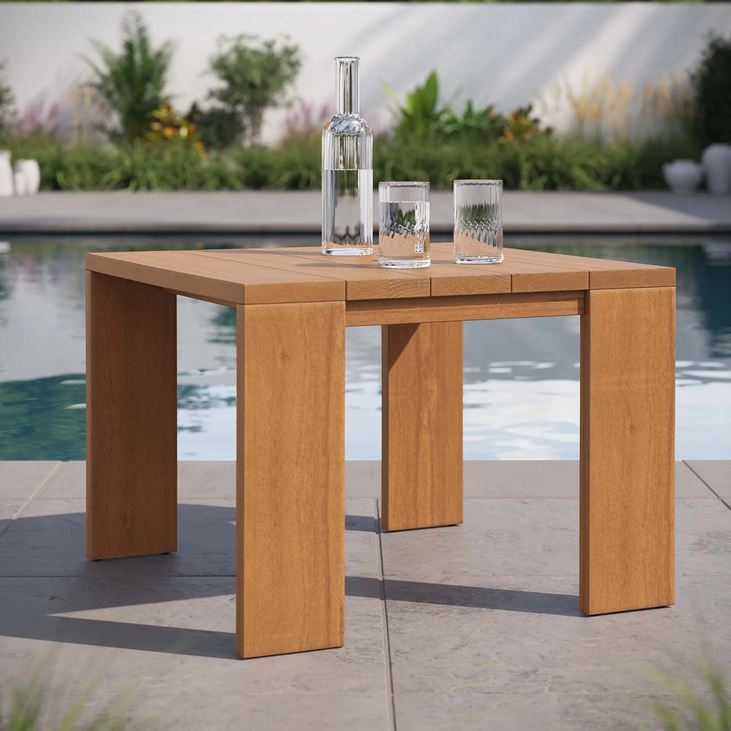 Tahoe Outdoor Patio Acacia Wood Side Table in Natural – Weather-Resistant End Table
