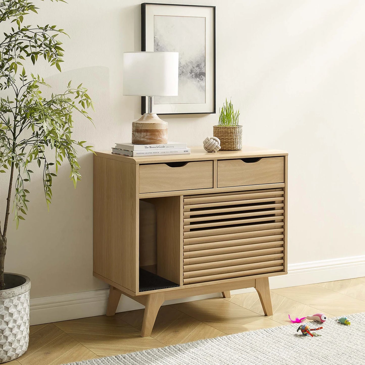 Render Cat Cabinet in Oak – Stylish and Functional Storage Solution for Modern Interiors