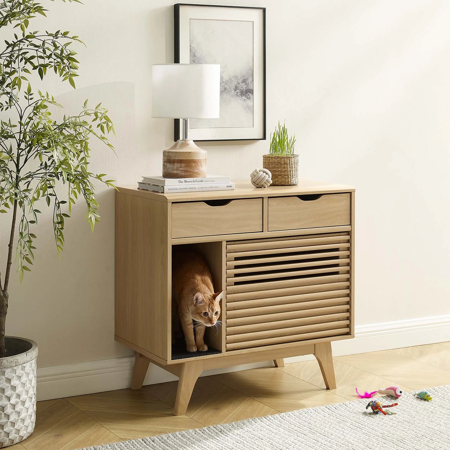 Render Cat Cabinet in Oak – Stylish and Functional Storage Solution for Modern Interiors