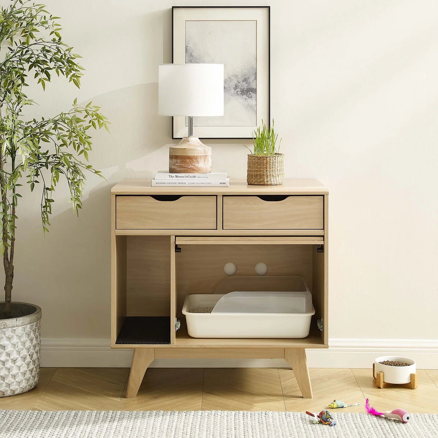 Render Cat Cabinet in Oak – Stylish and Functional Storage Solution for Modern Interiors