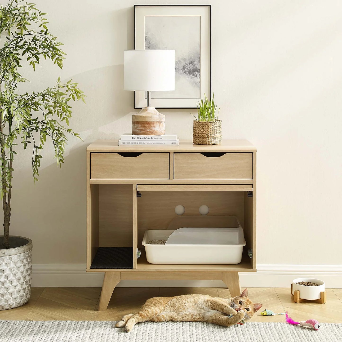 Render Cat Cabinet in Oak – Stylish and Functional Storage Solution for Modern Interiors