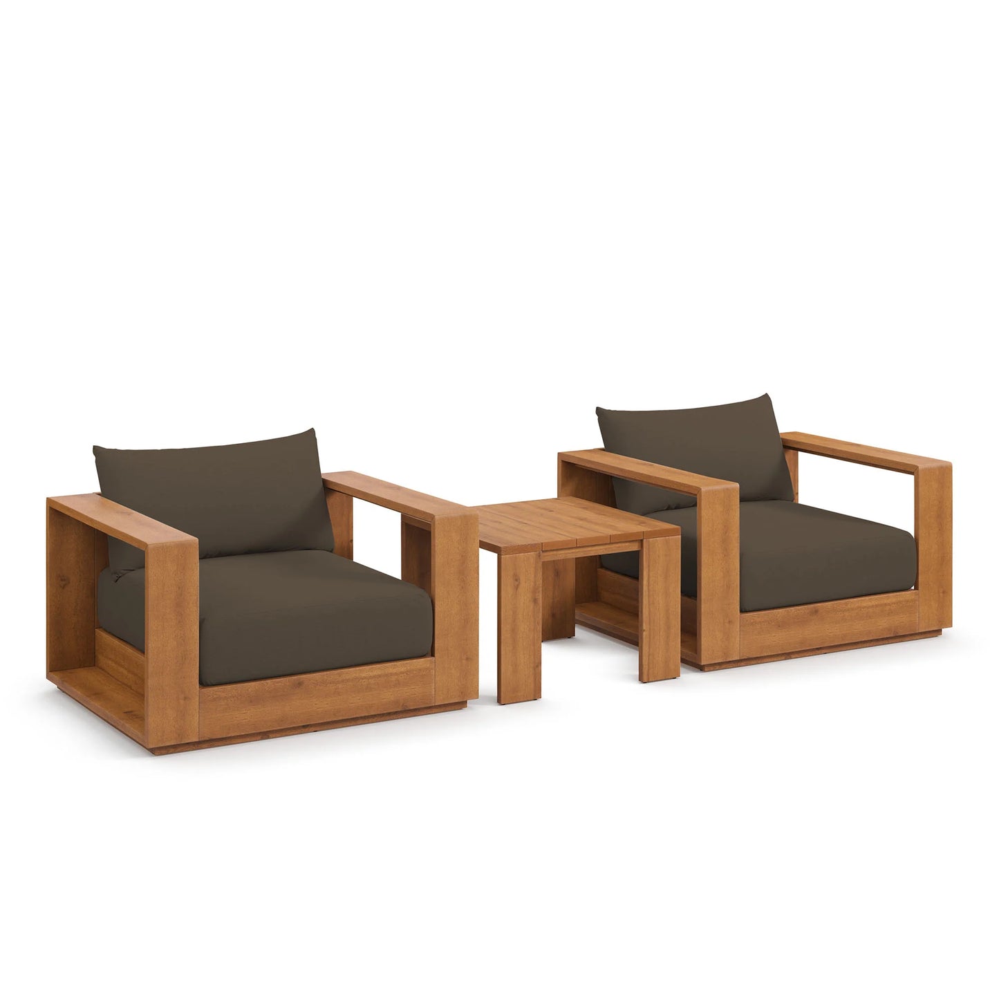 Tahoe 3-Piece Outdoor Patio Acacia Wood Furniture Set in Natural Light Gray β Stylish and Durable Seating for Relaxed Outdoor Living
