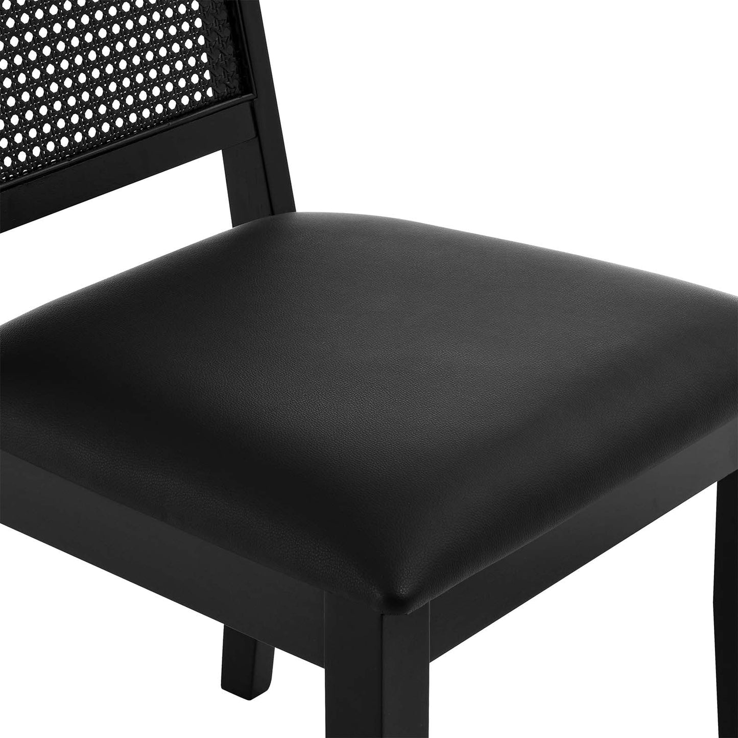 Arlo Dining Side Chairs with Vegan Leather Seat and Faux Rattan Back - Set of 2 for Stylish Dining Comfort