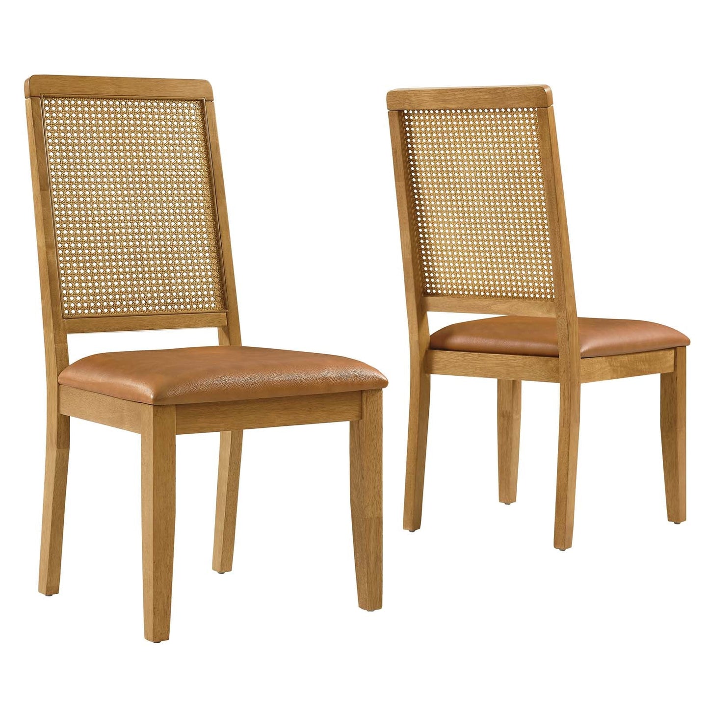 Arlo Dining Side Chairs Set of 2 β Vegan Leather Seats & Faux Rattan Backs for Stylish Comfort