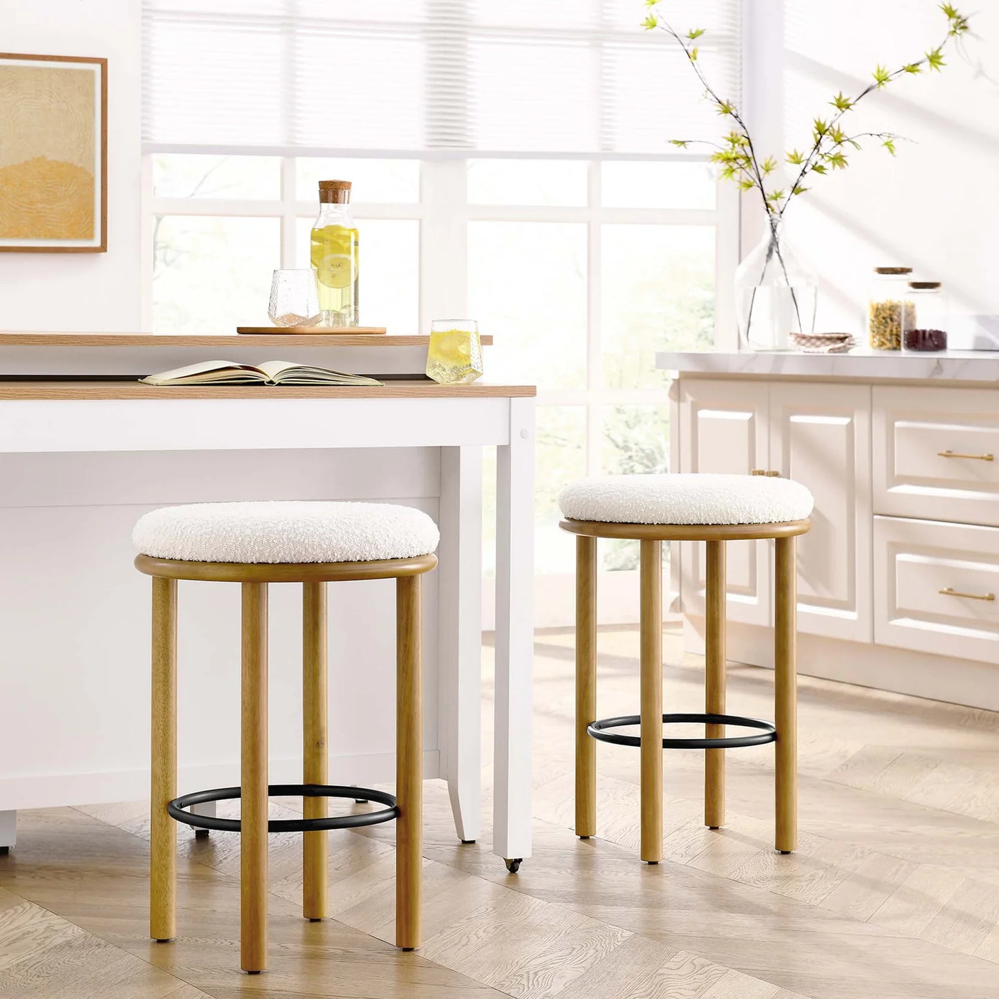 Fable Modern Boucle Fabric 26-Inch Counter Stools – Stylish and Comfortable Seating for Contemporary Kitchens and Bars