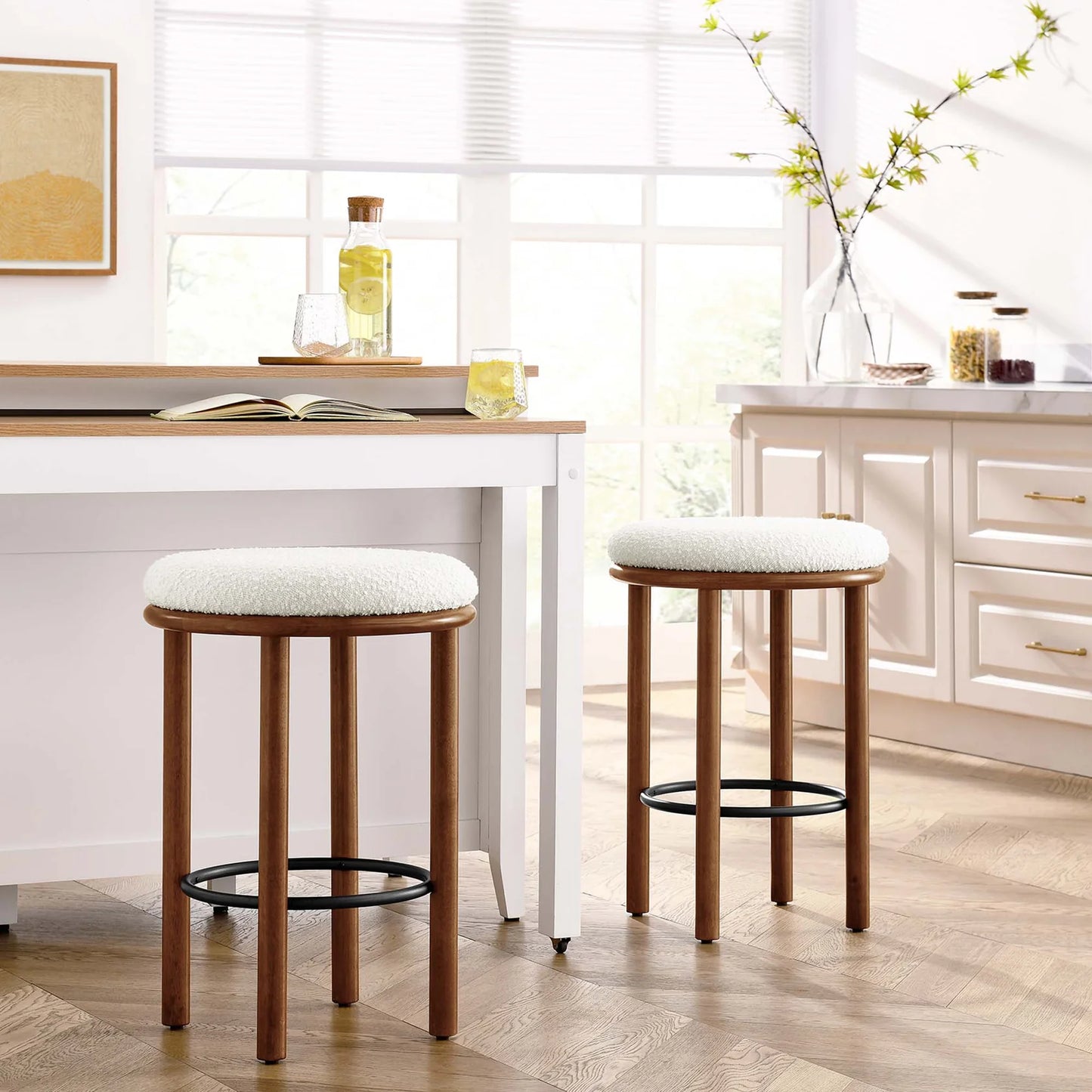 Fable Modern Boucle Fabric 26-Inch Counter Stools – Stylish and Comfortable Seating for Contemporary Kitchens and Bars