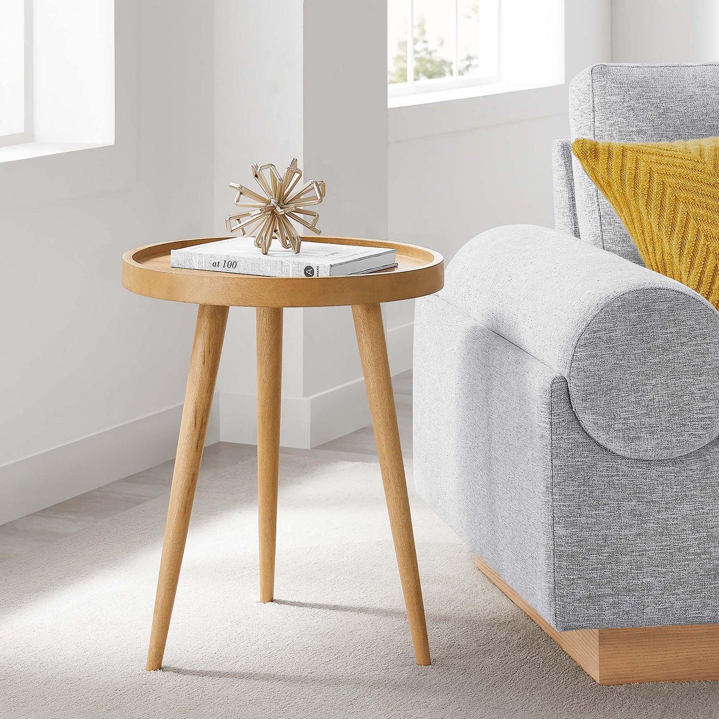 Chiro Modern Mango Wood Side Table with Tray Top & Splayed Legs – Sleek and Functional Accent for Contemporary Living Spaces