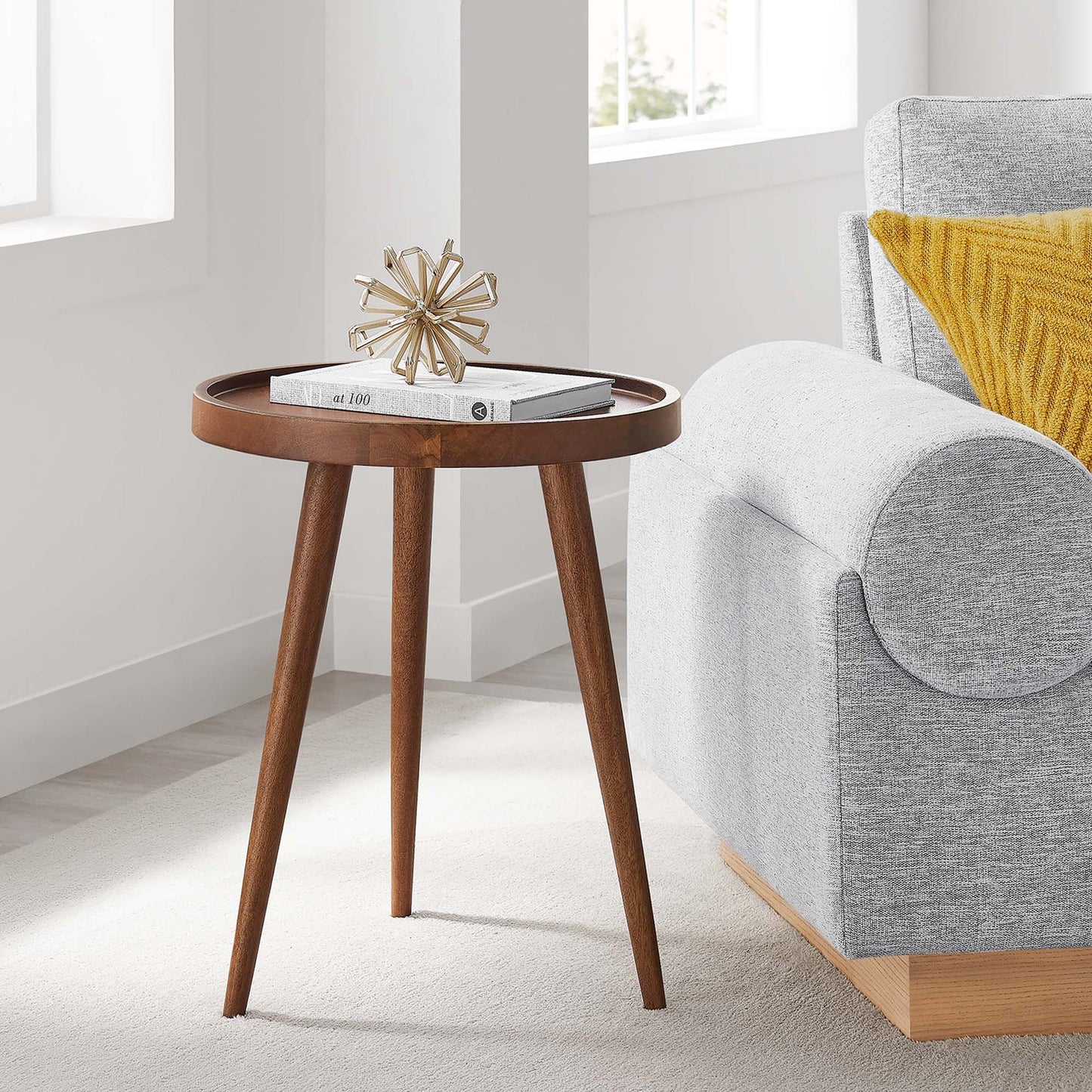 Chiro Modern Mango Wood Side Table with Tray Top & Splayed Legs – Sleek and Functional Accent for Contemporary Living Spaces
