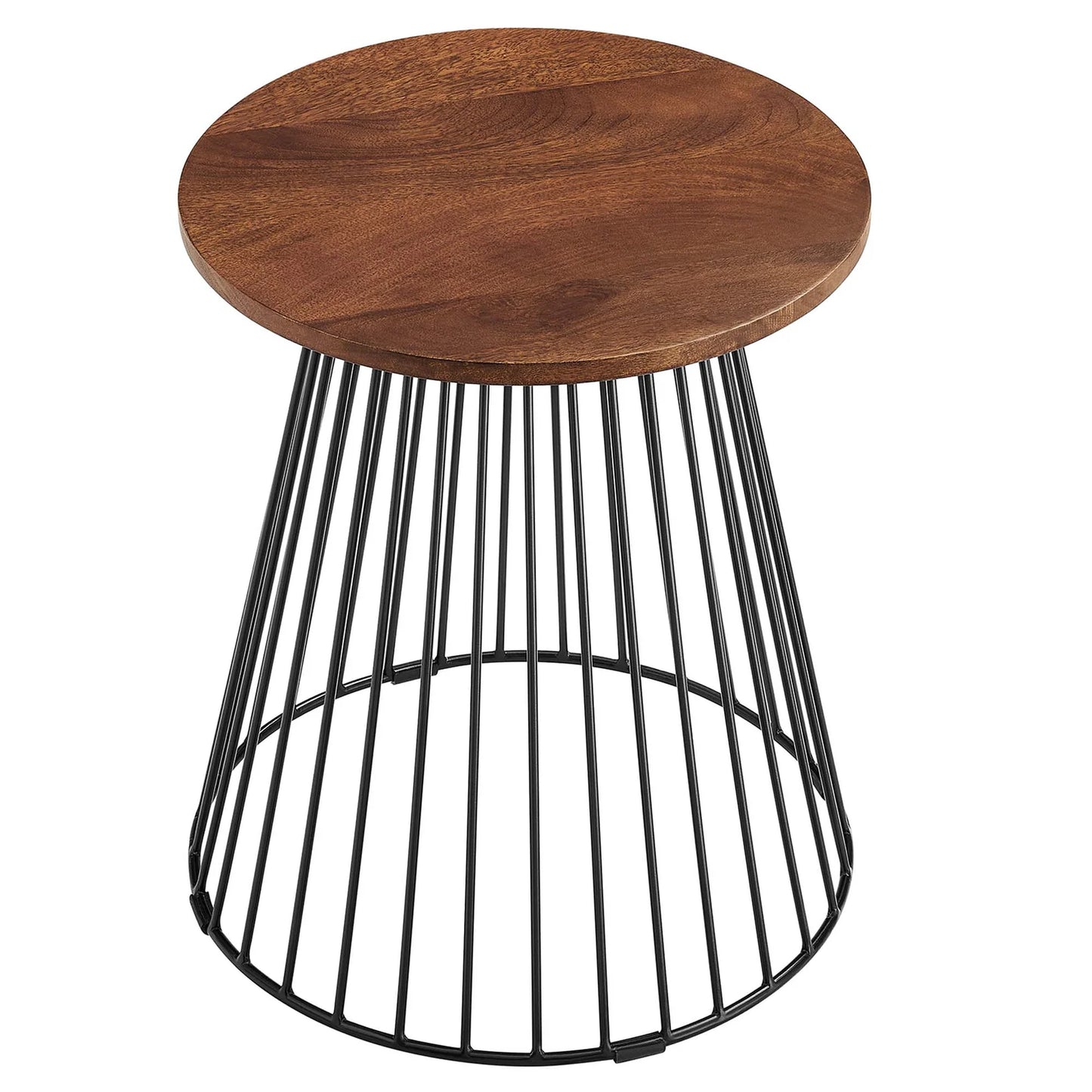 Valeo Round Wood and Metal Side Table in Walnut – Stylish and Durable Accent for Modern Living Spaces