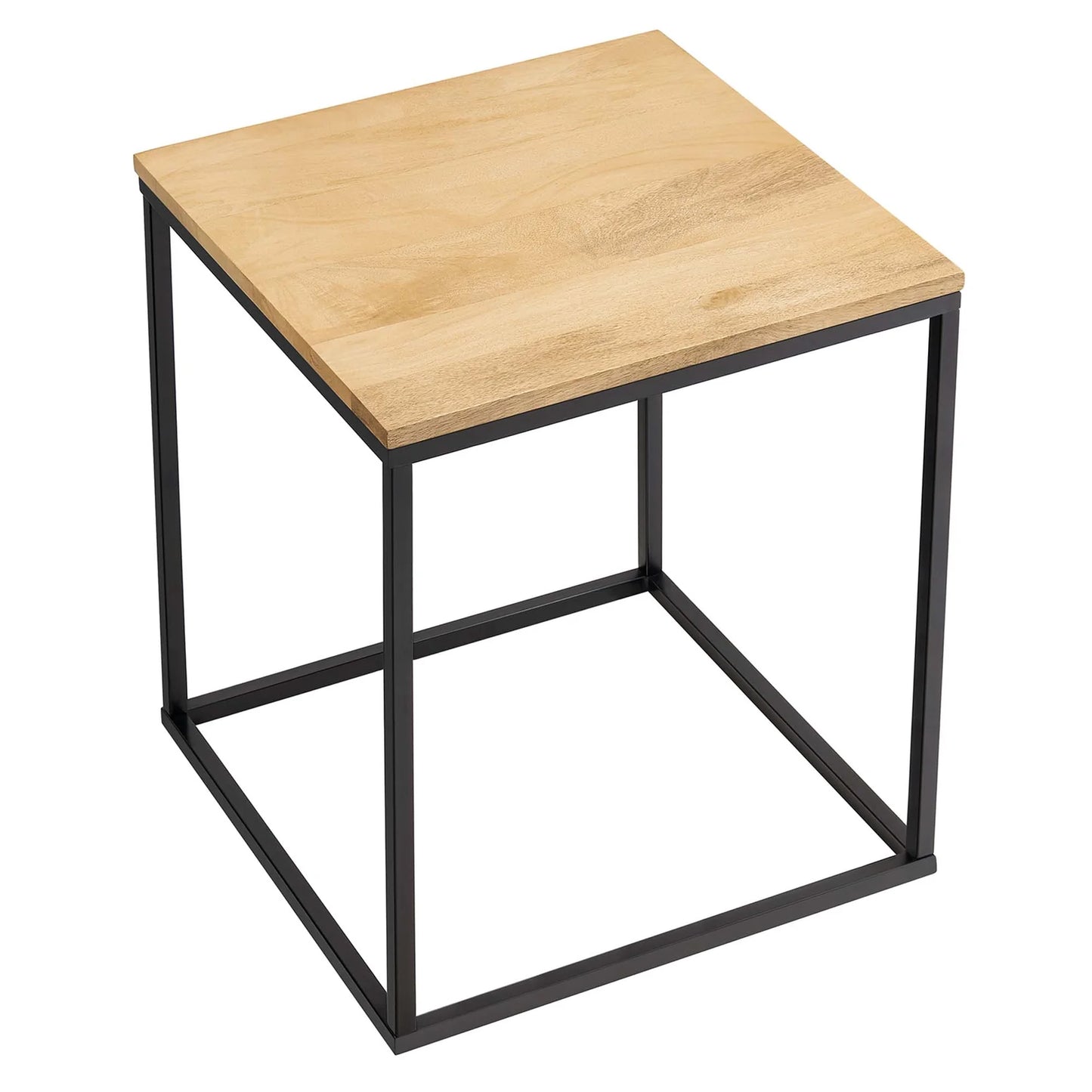 Zora Modern Industrial Side Table with Mango Wood Top – Stylish and Durable Accent for Contemporary Living Spaces