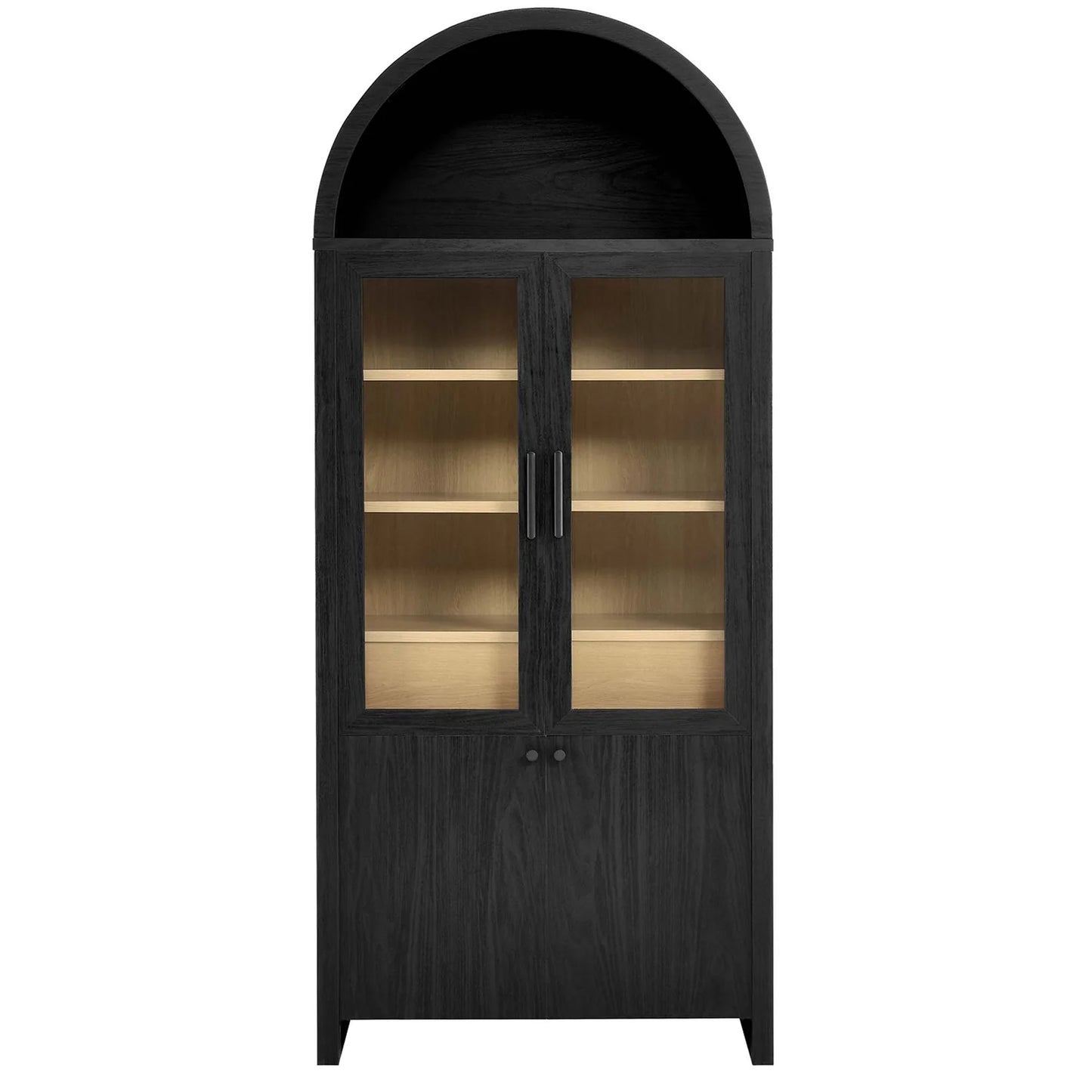 Evie Arched Tall Cabinet with Tempered Glass Doors – Elegant Storage Solution for Modern Living Spaces