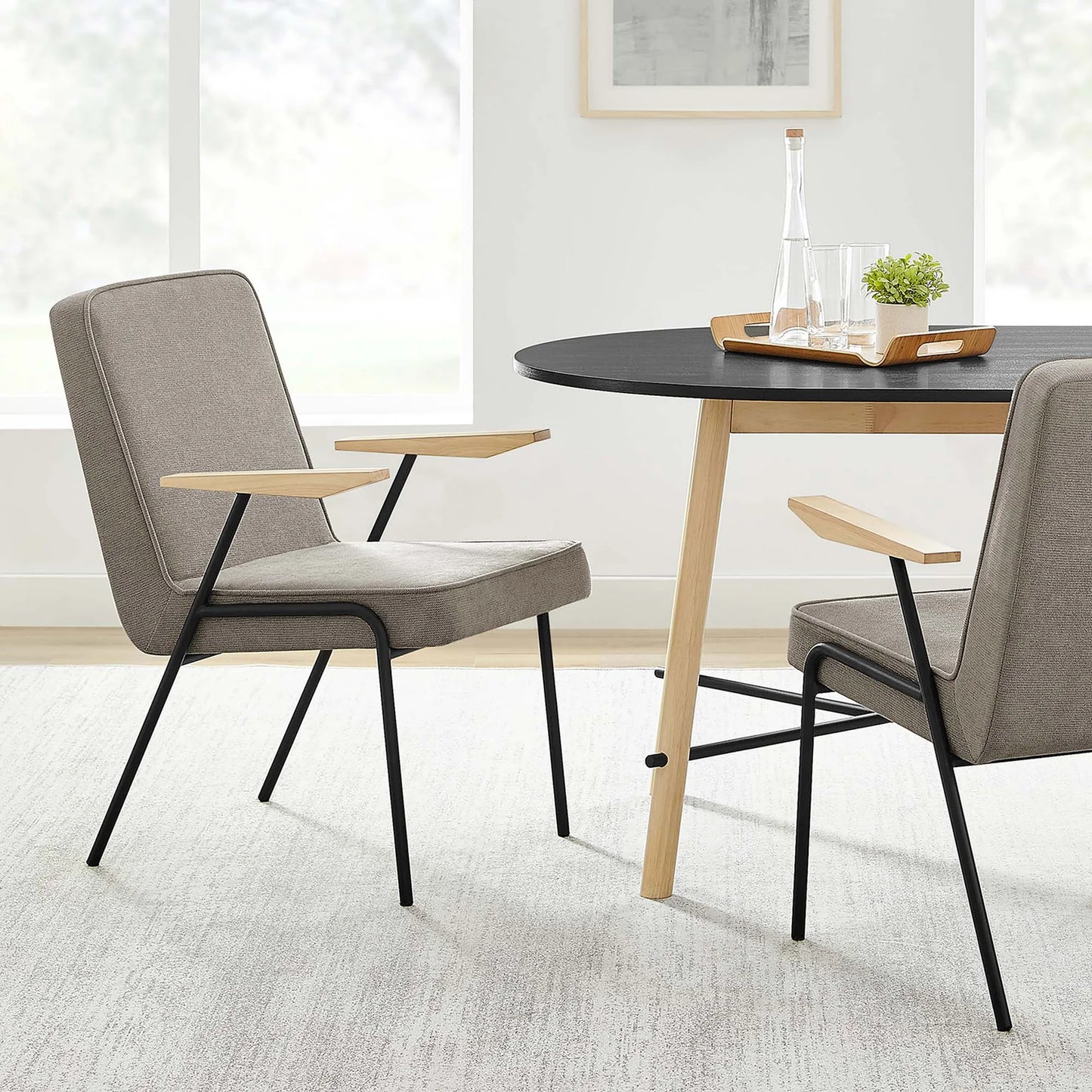 Vista Dining Armchair: Mid-Century Style with Foam Padding & Wood Arms β Comfortable and Stylish Seating for Modern Dining Spaces