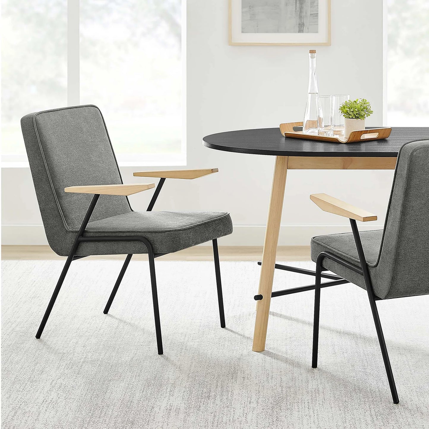Vista Dining Armchair: Mid-Century Style with Foam Padding & Wood Arms β Comfortable and Stylish Seating for Modern Dining Spaces
