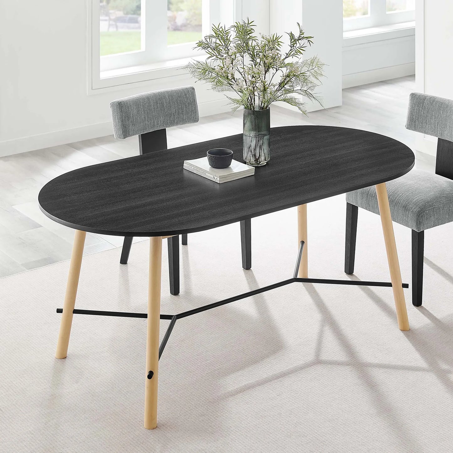 Infuse 71" Wood Grain Dining Table in Black Oak – Elegant and Durable Dining Table for Modern Dining Rooms
