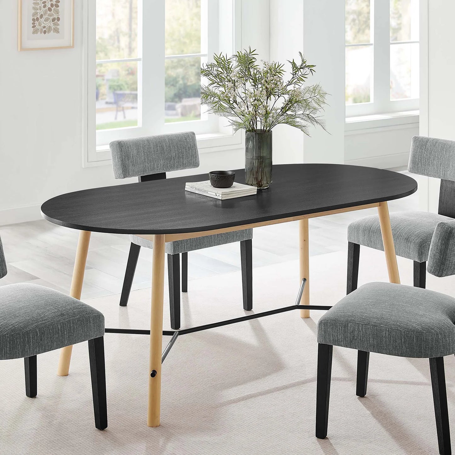Infuse 71" Wood Grain Dining Table in Black Oak – Elegant and Durable Dining Table for Modern Dining Rooms